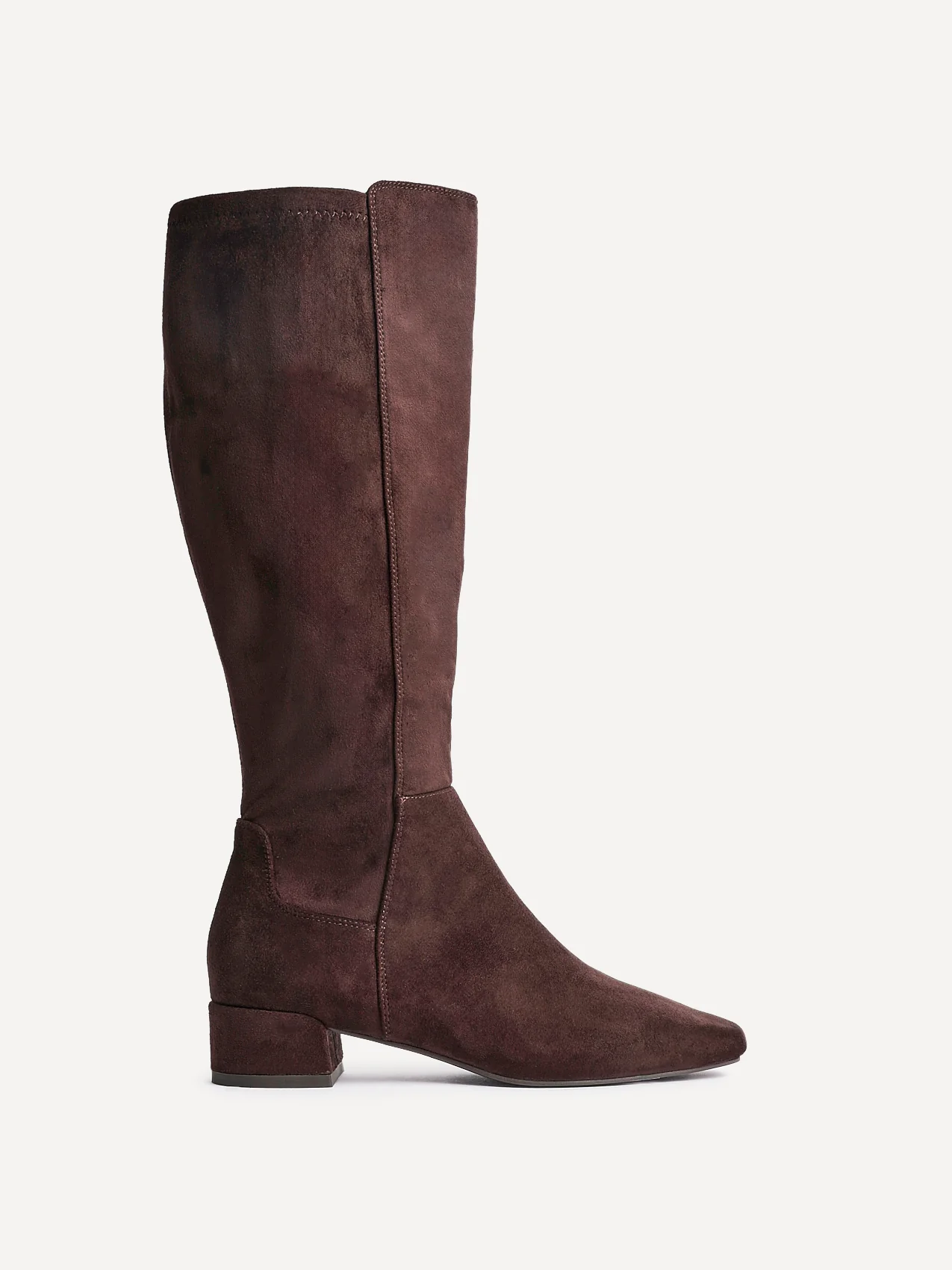 Revolve Brown Faux Suede Block Heel Long Boots - Image 2