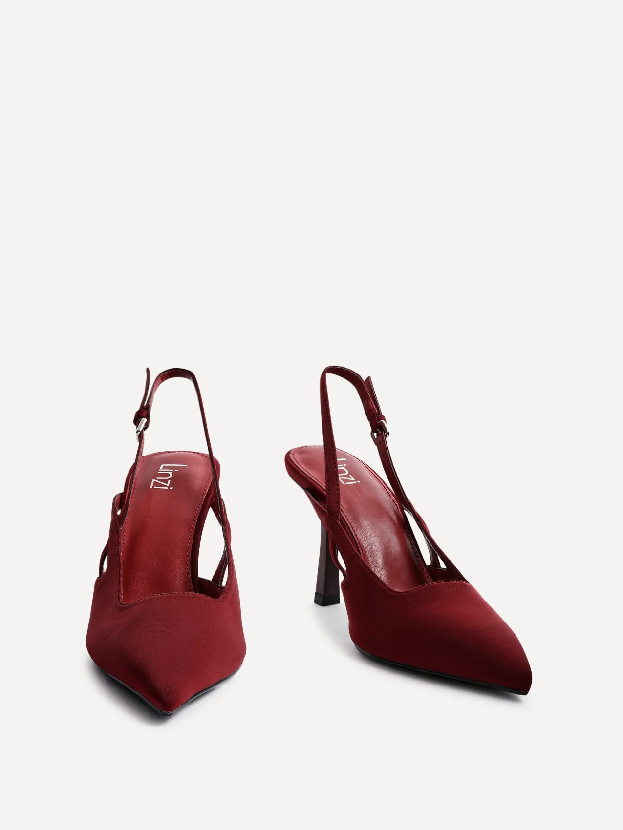 Rhea Burgundy Scuba Sling Back Court Heels - Image 3