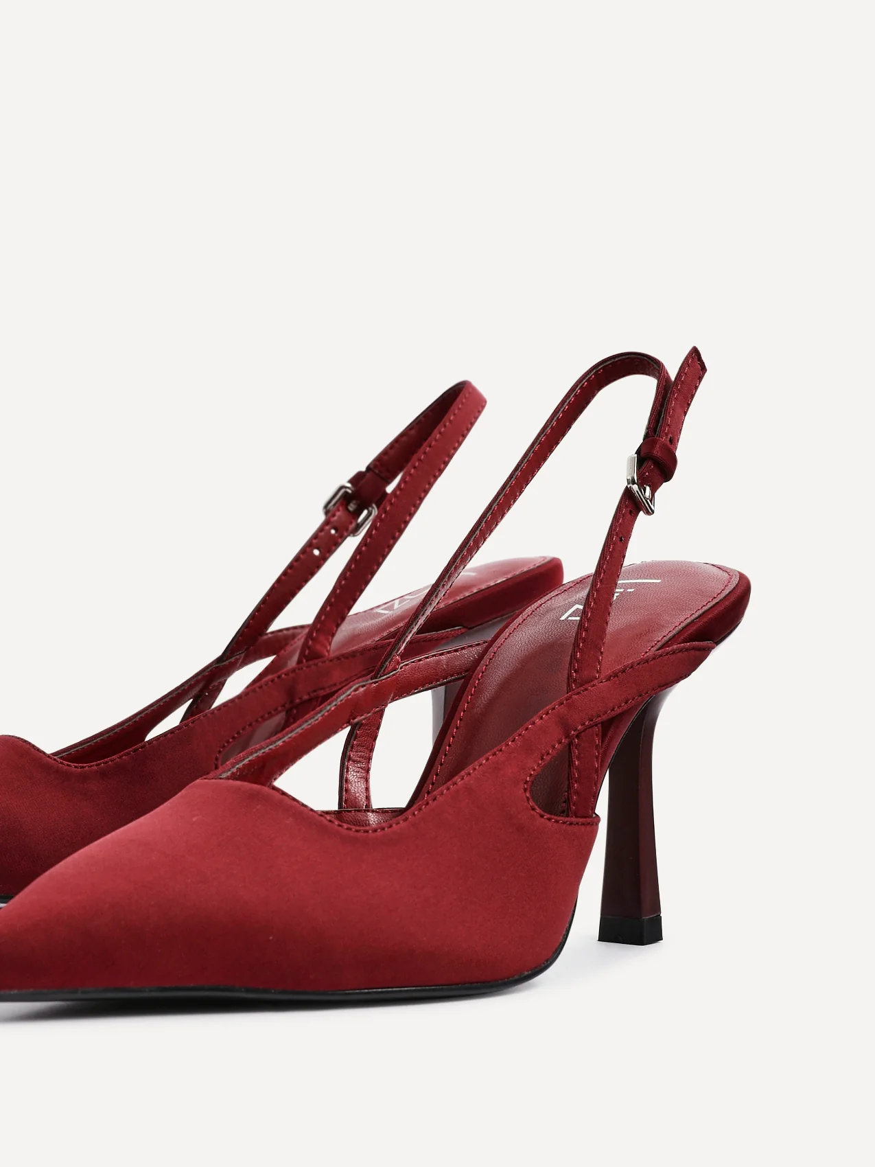 Rhea Burgundy Scuba Sling Back Court Heels - Image 4