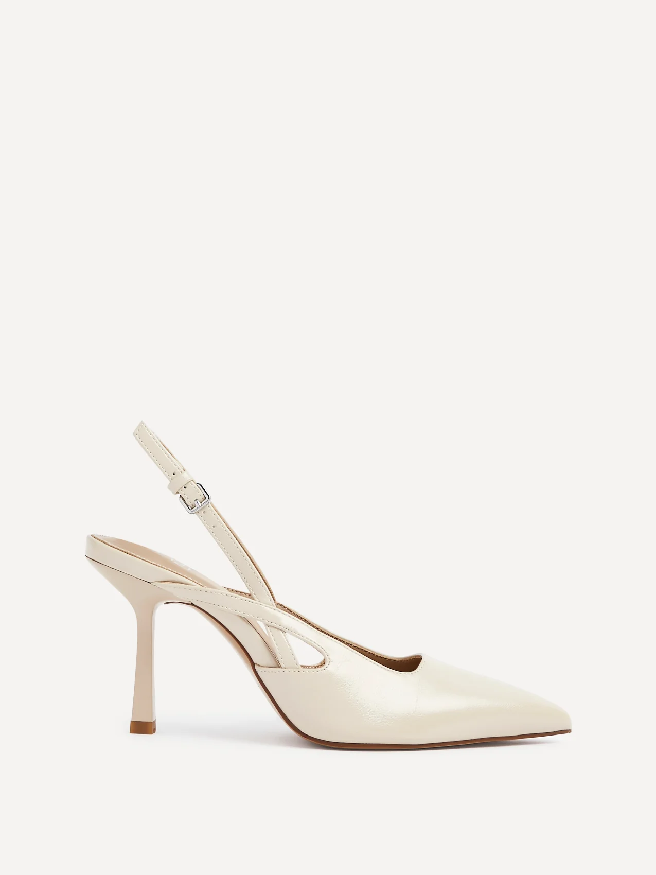 Rhea Nude Faux Leather Sling Back Court Heels - Image 2