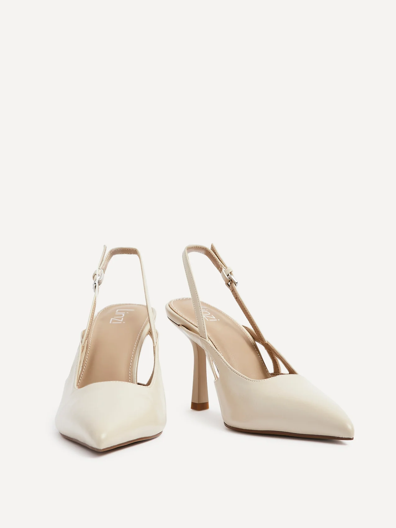 Rhea Nude Faux Leather Sling Back Court Heels - Image 3