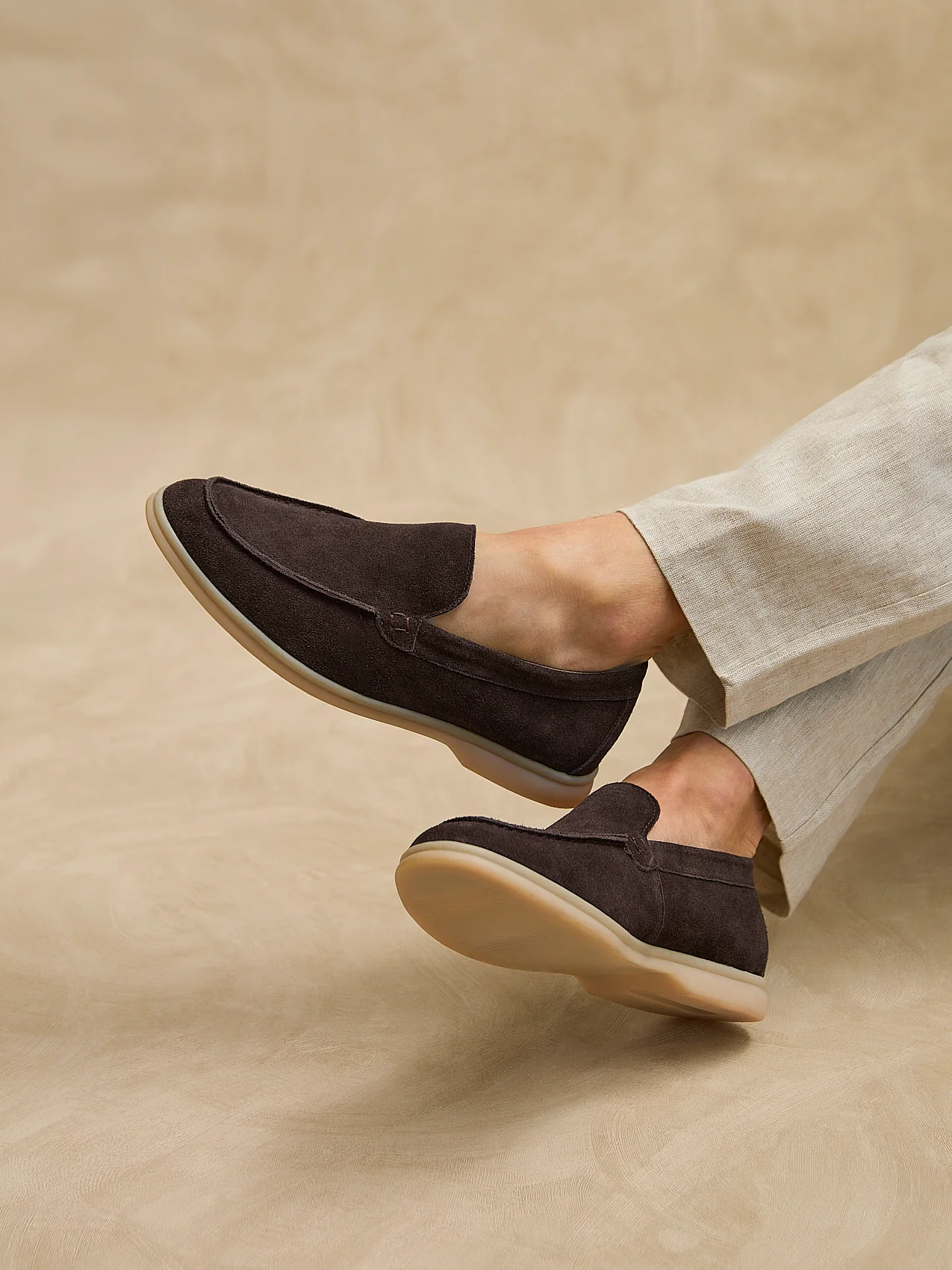 Rino Mens Brown Suede Leather Loafers