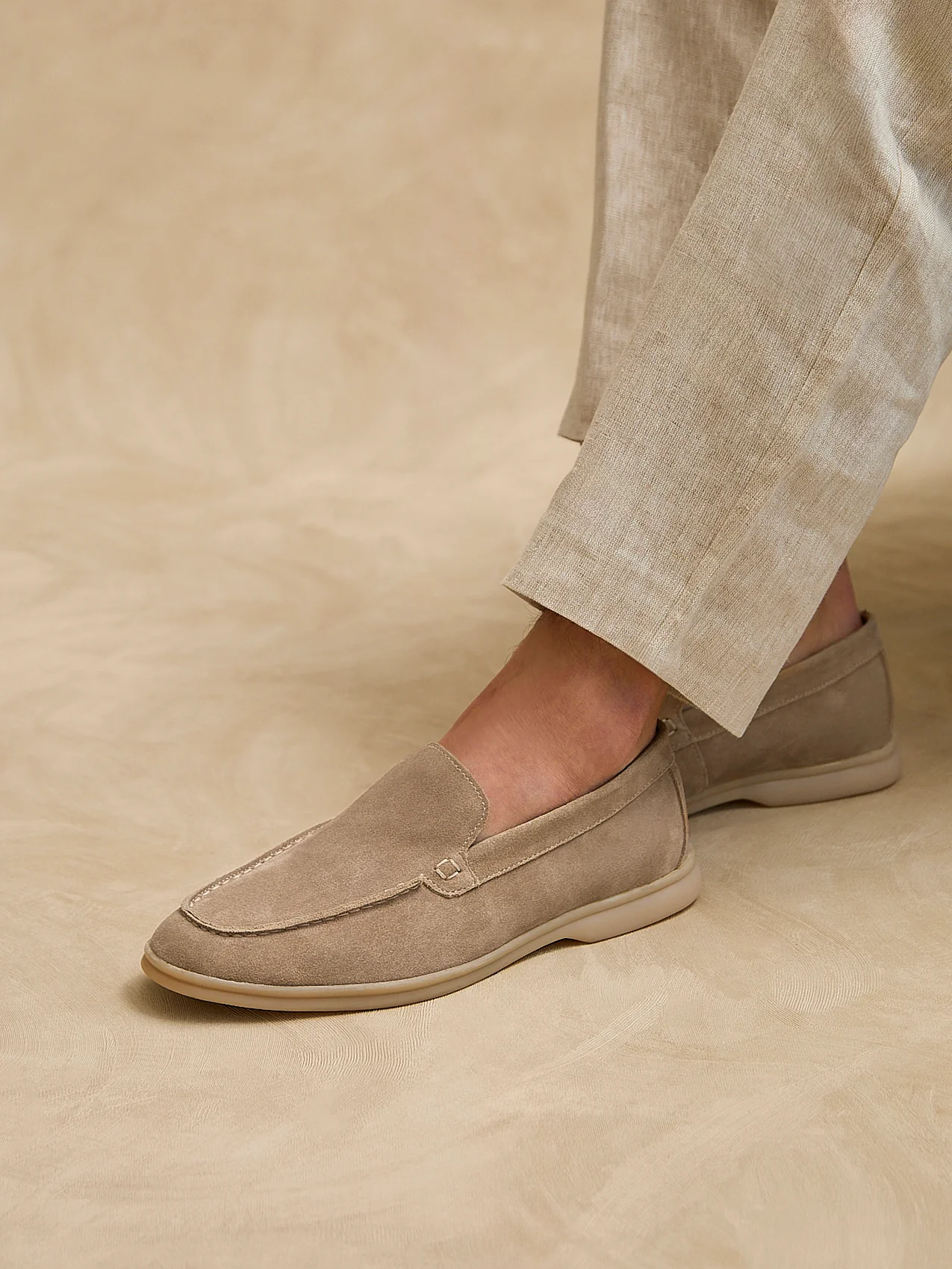 Rino Mens Taupe Suede Leather Loafers - Image 7