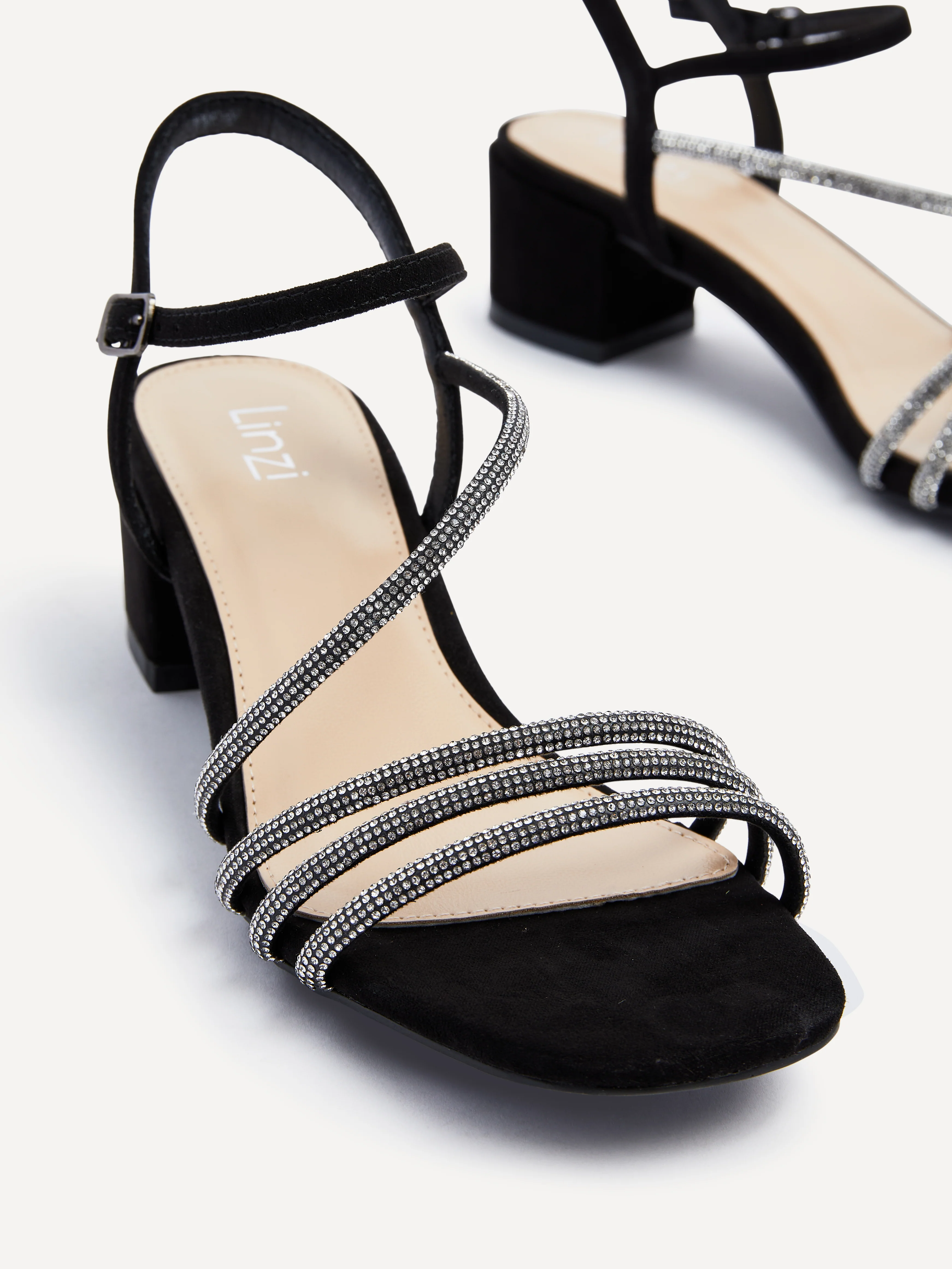 Riri Black Diamante Heeled Sandals - Image 4