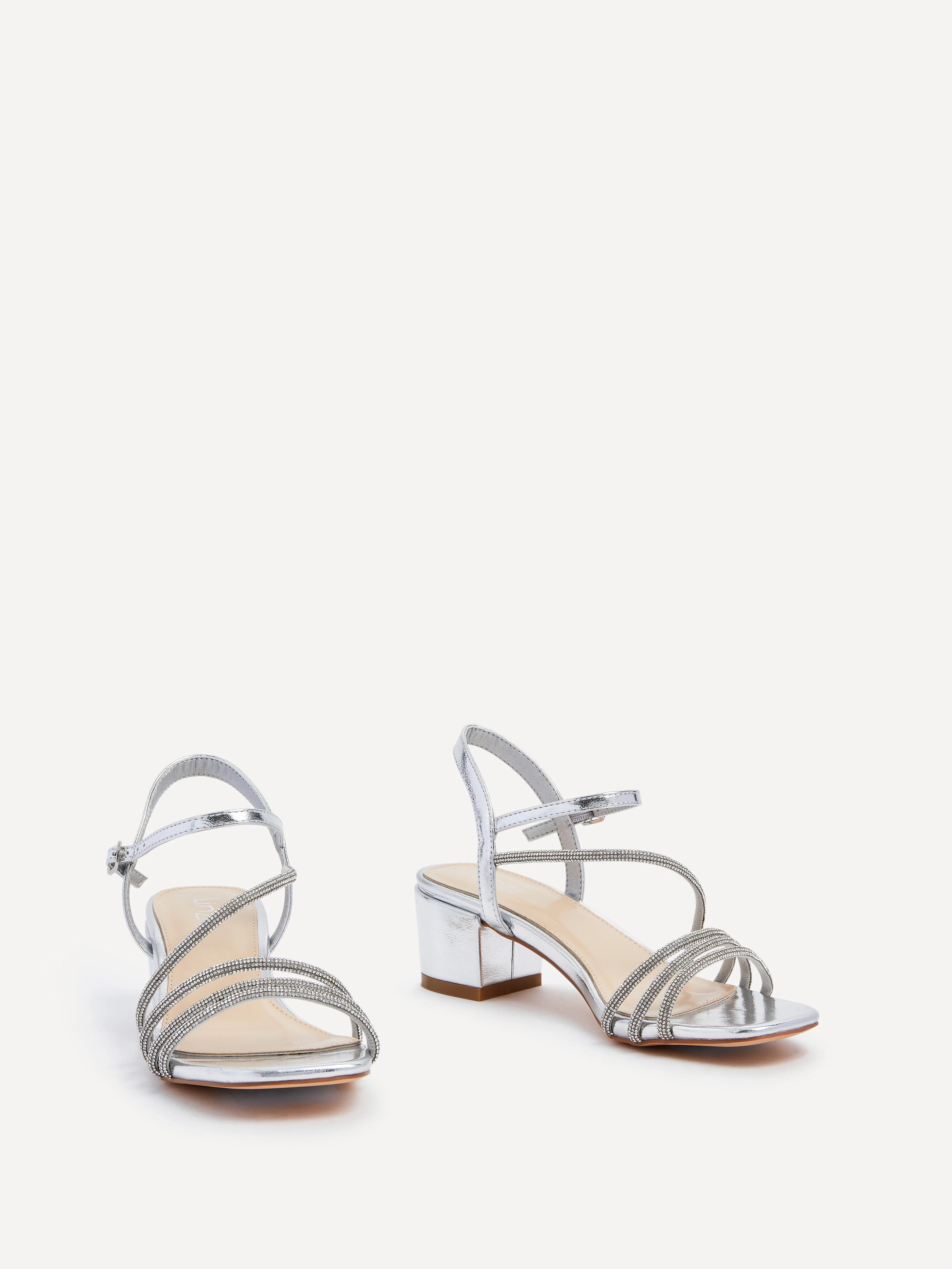 Riri Silver Diamante Heeled Sandals - Image 2