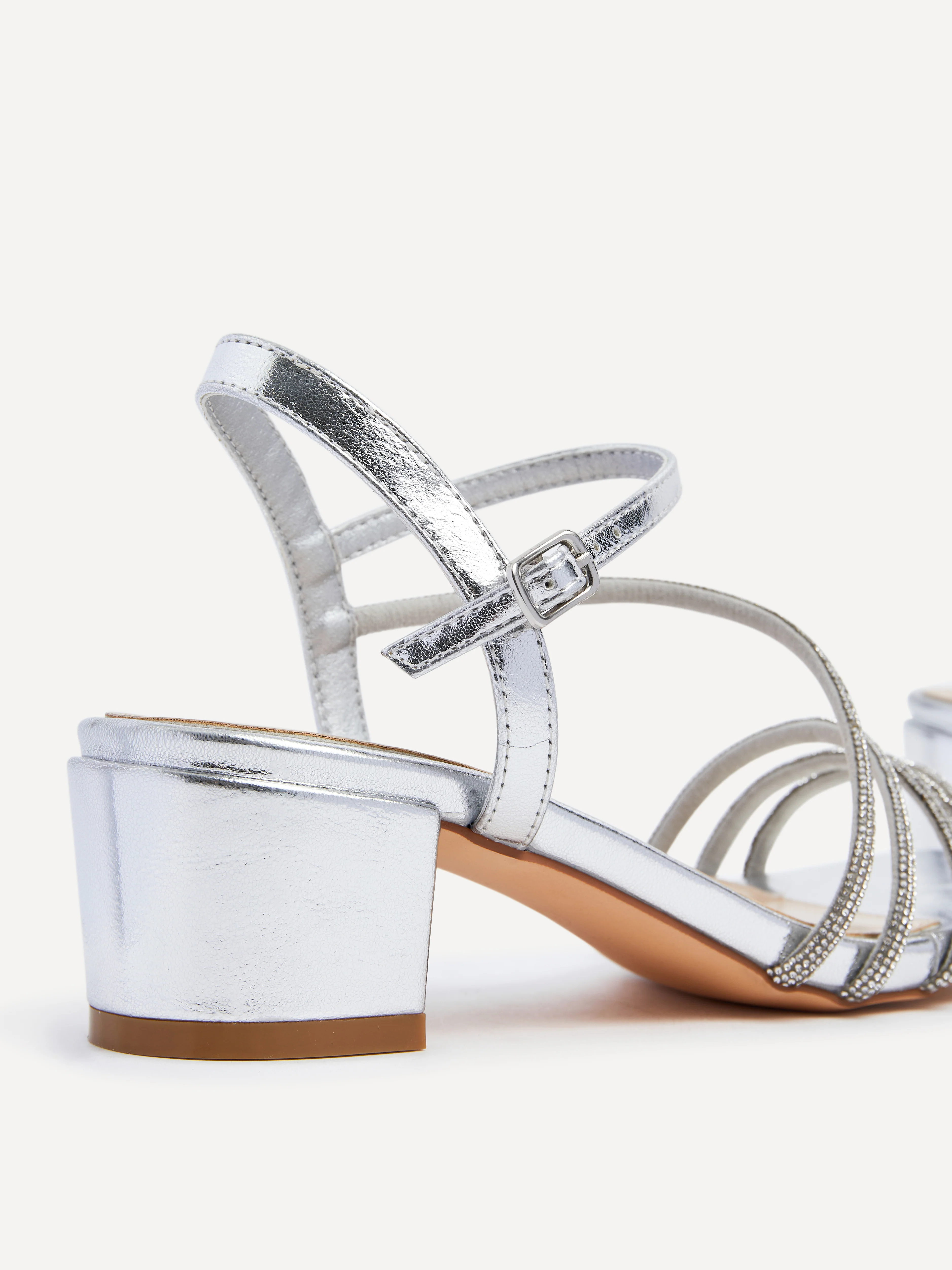 Riri Silver Diamante Heeled Sandals - Image 3