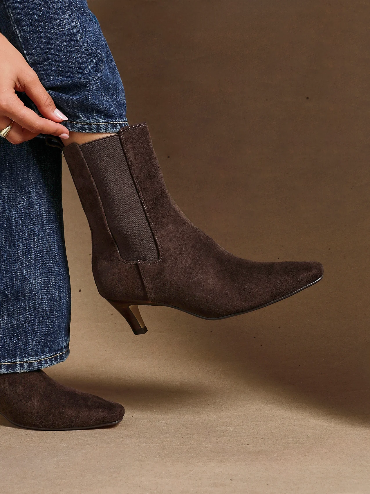Ritual Brown Kitten Heel Chelsea Boots - Image 6