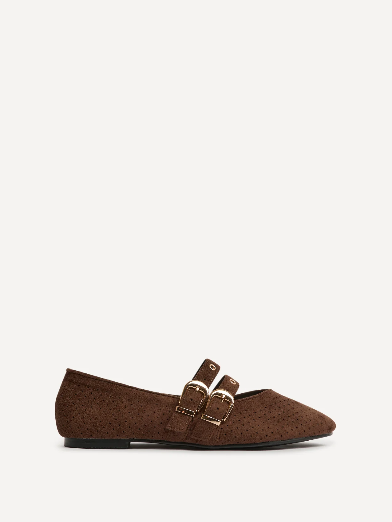 Rogue Brown Ballet Flats With Eyelet Detail - Image 2