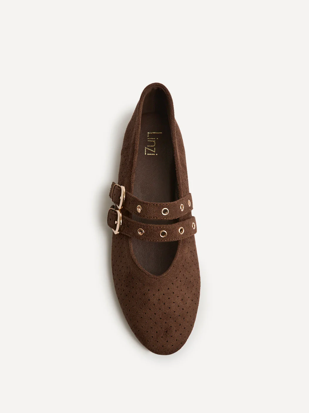 Rogue Brown Ballet Flats With Eyelet Detail - Image 3