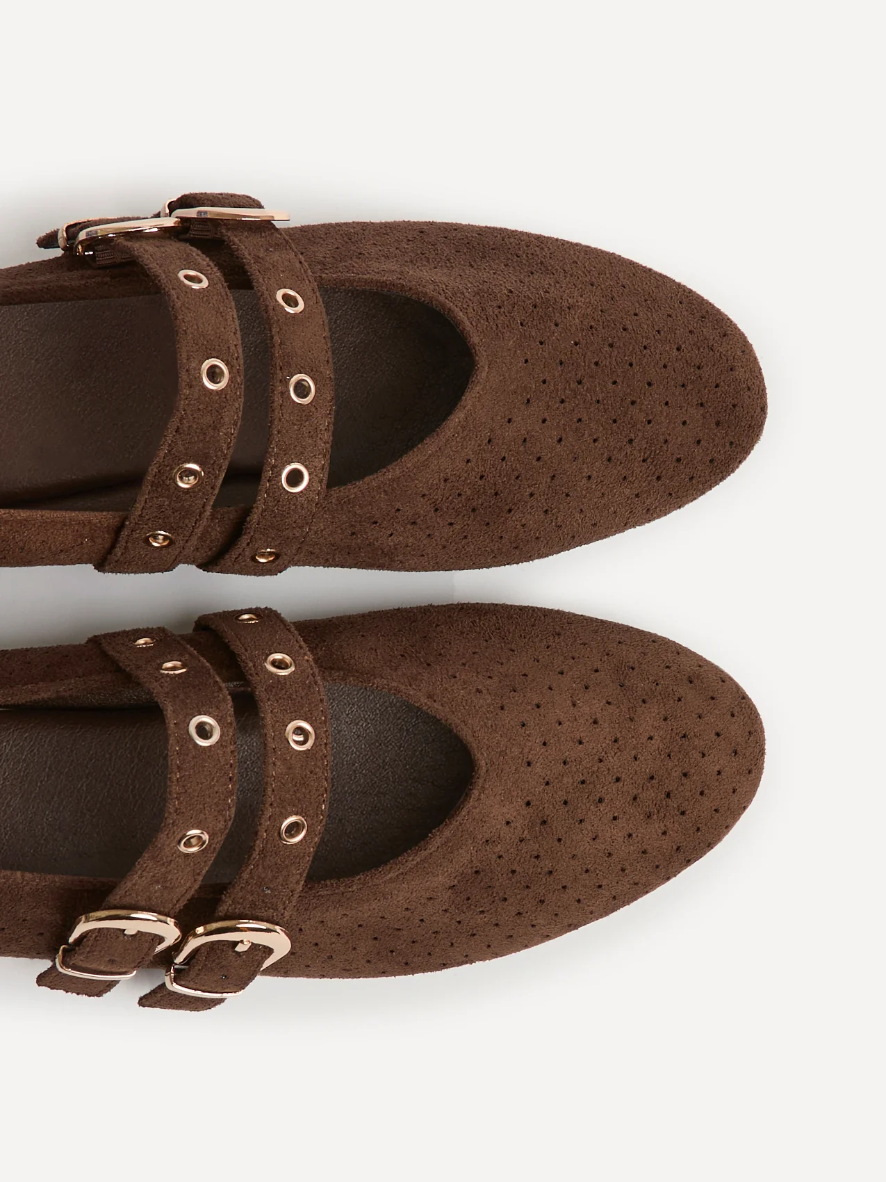Rogue Brown Ballet Flats With Eyelet Detail - Image 4