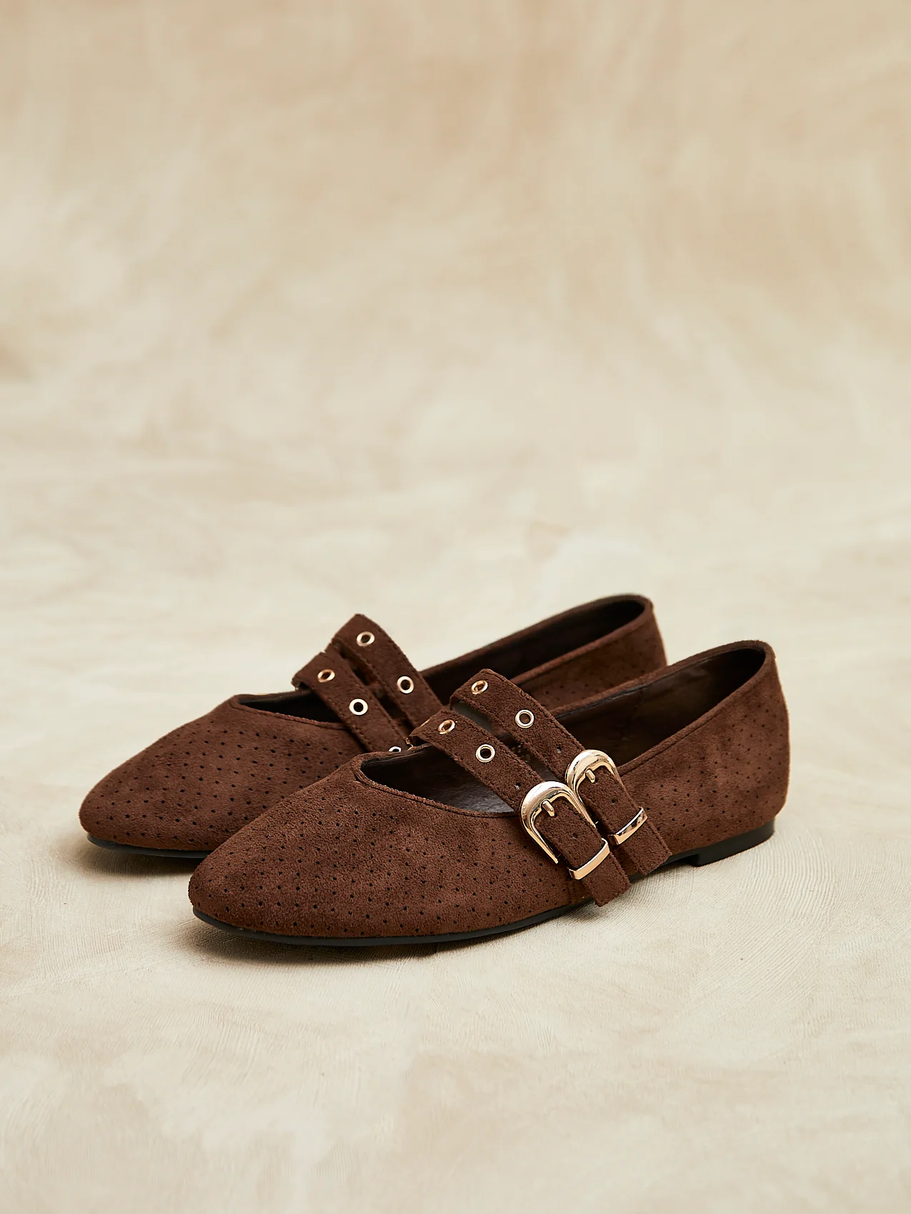 Rogue Brown Ballet Flats With Eyelet Detail - Image 6