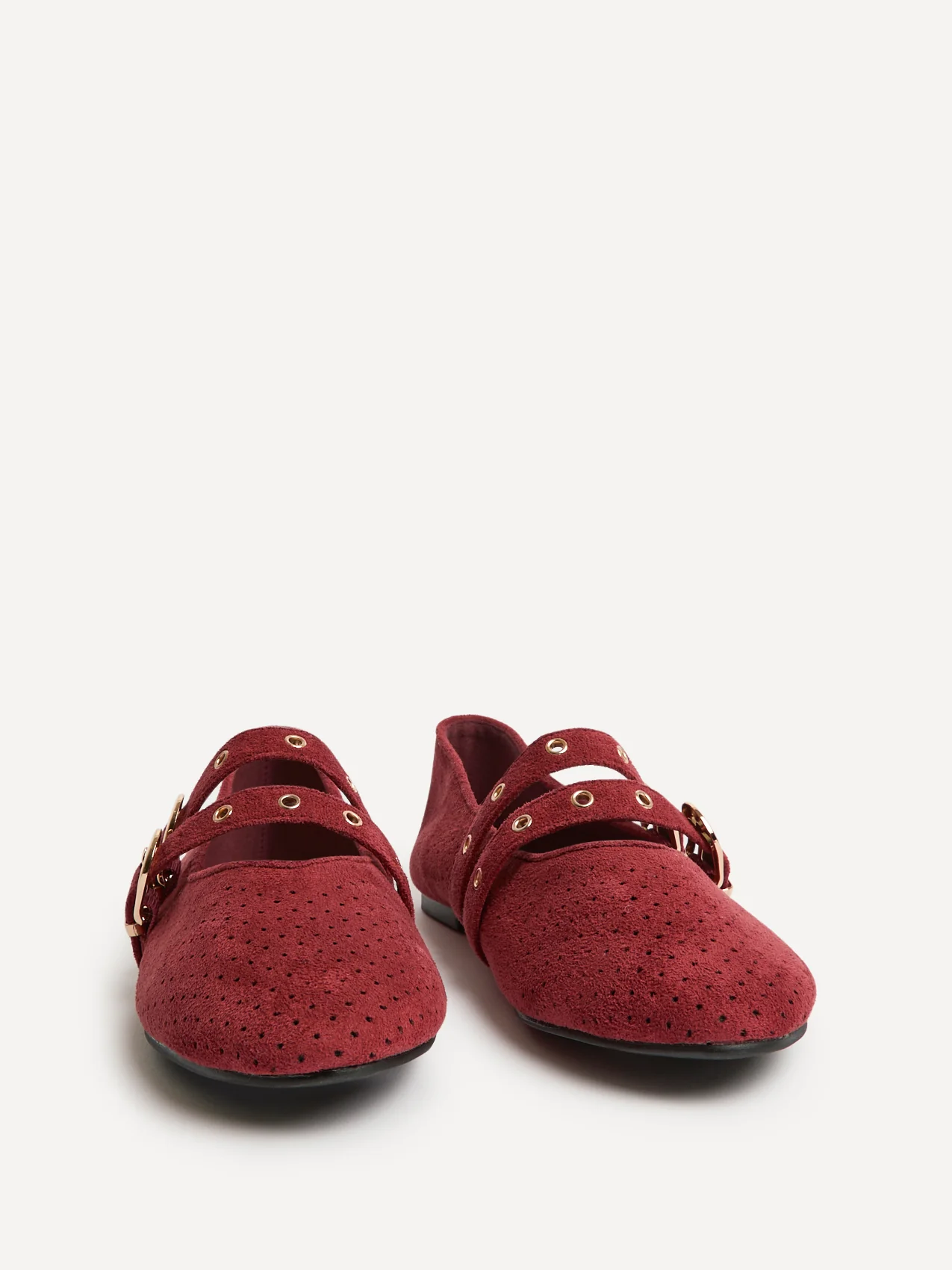 Rogue Red Ballet Flats With Eyelet Detail - Image 3