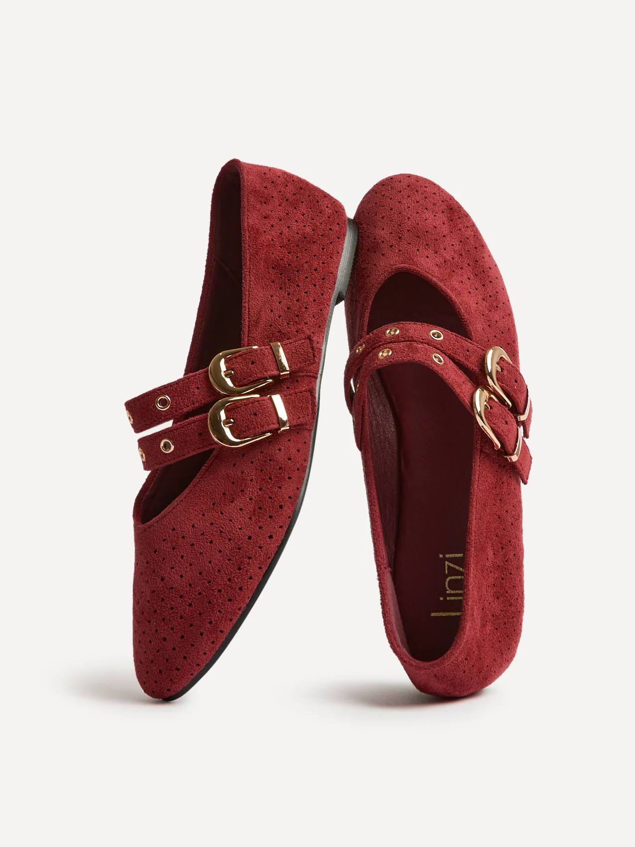 Rogue Red Ballet Flats With Eyelet Detail - Image 5