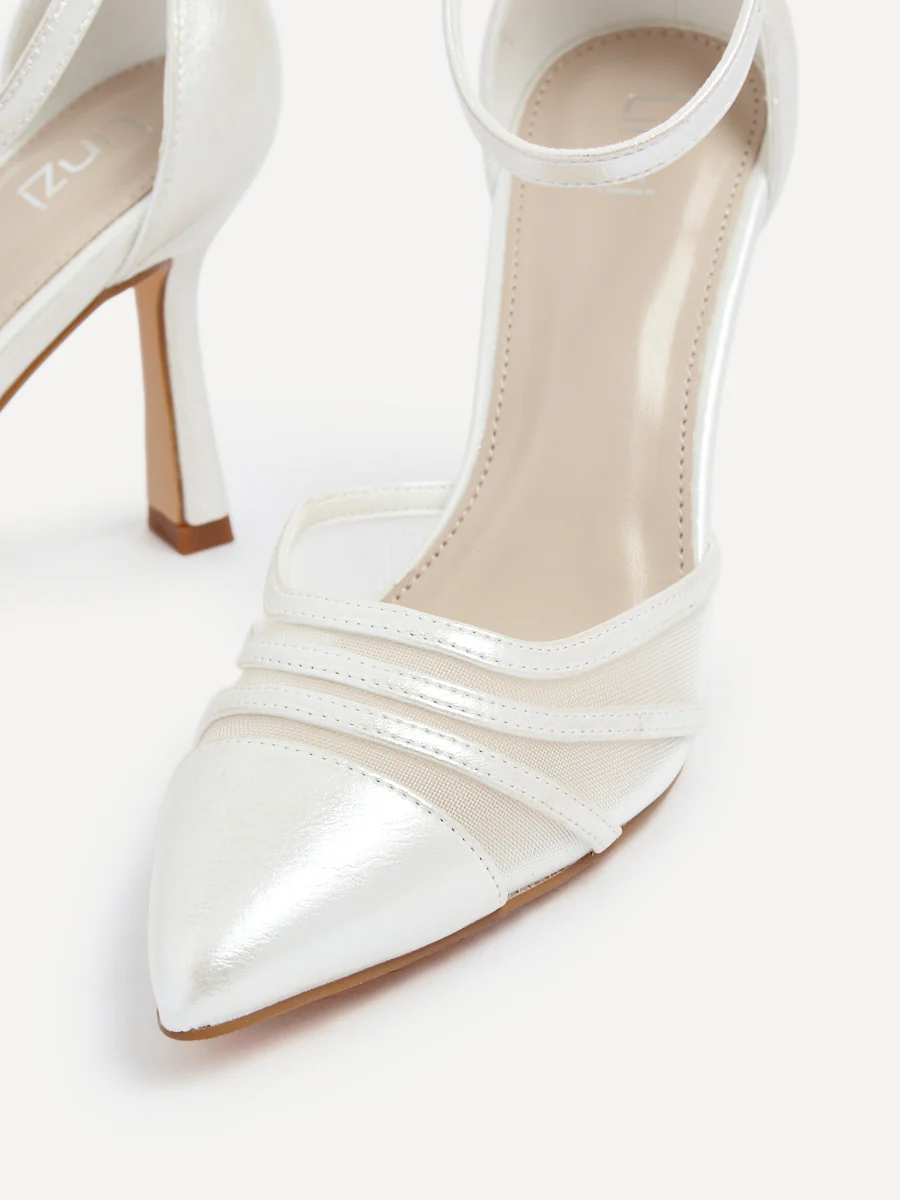 Rosalind Bridal Ivory Satin Mesh Court Heels - Image 4