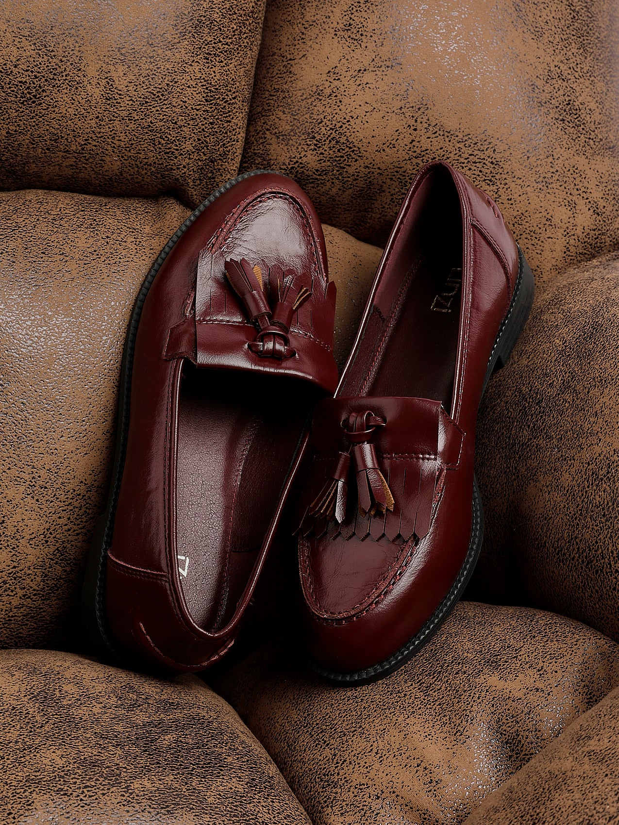 Rosemary Burgundy Faux Leather Loafers - Image 7