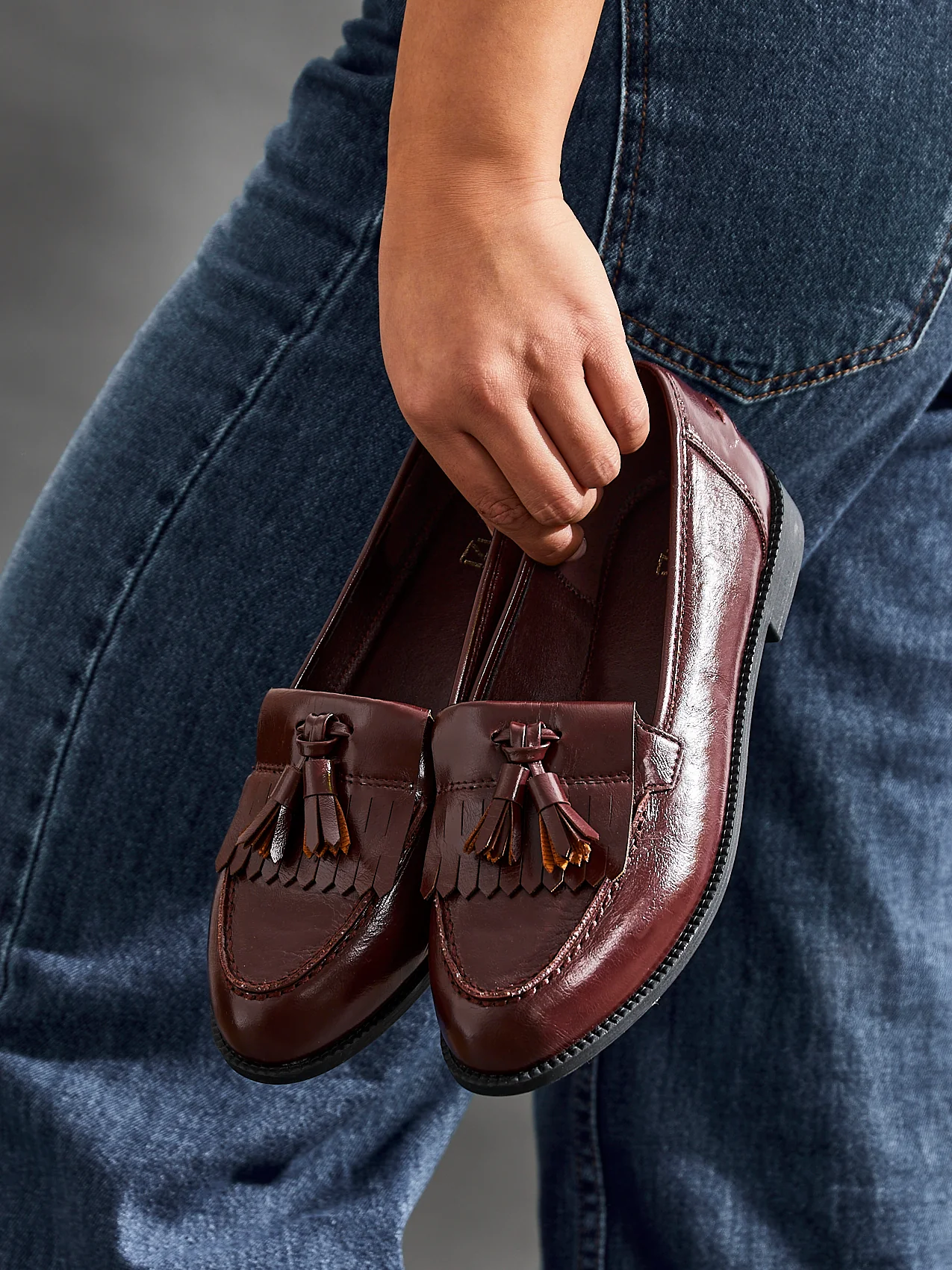Rosemary Burgundy Faux Leather Loafers - Image 8