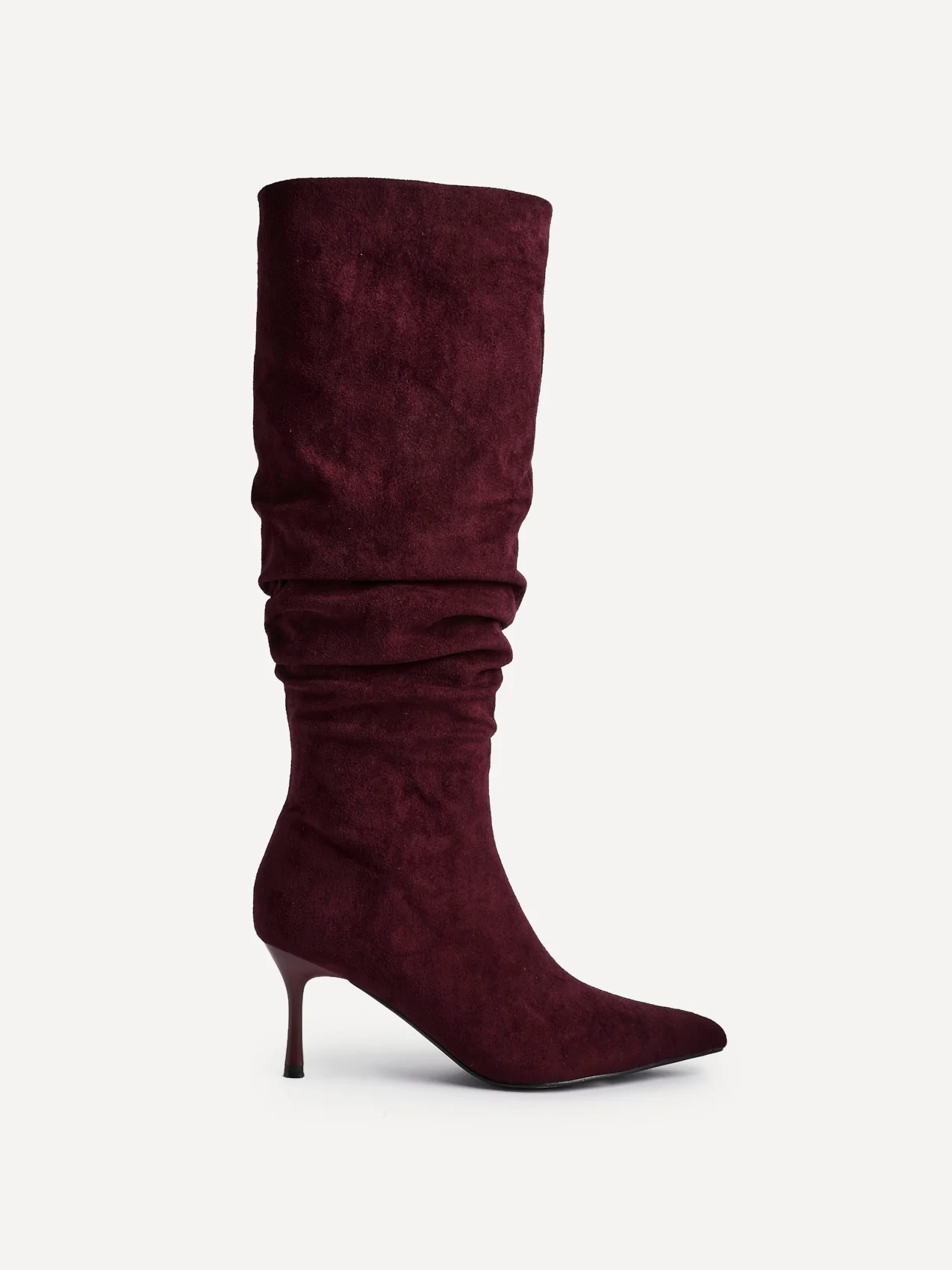 Rosenna Burgundy Long Stiletto Boots - Image 2