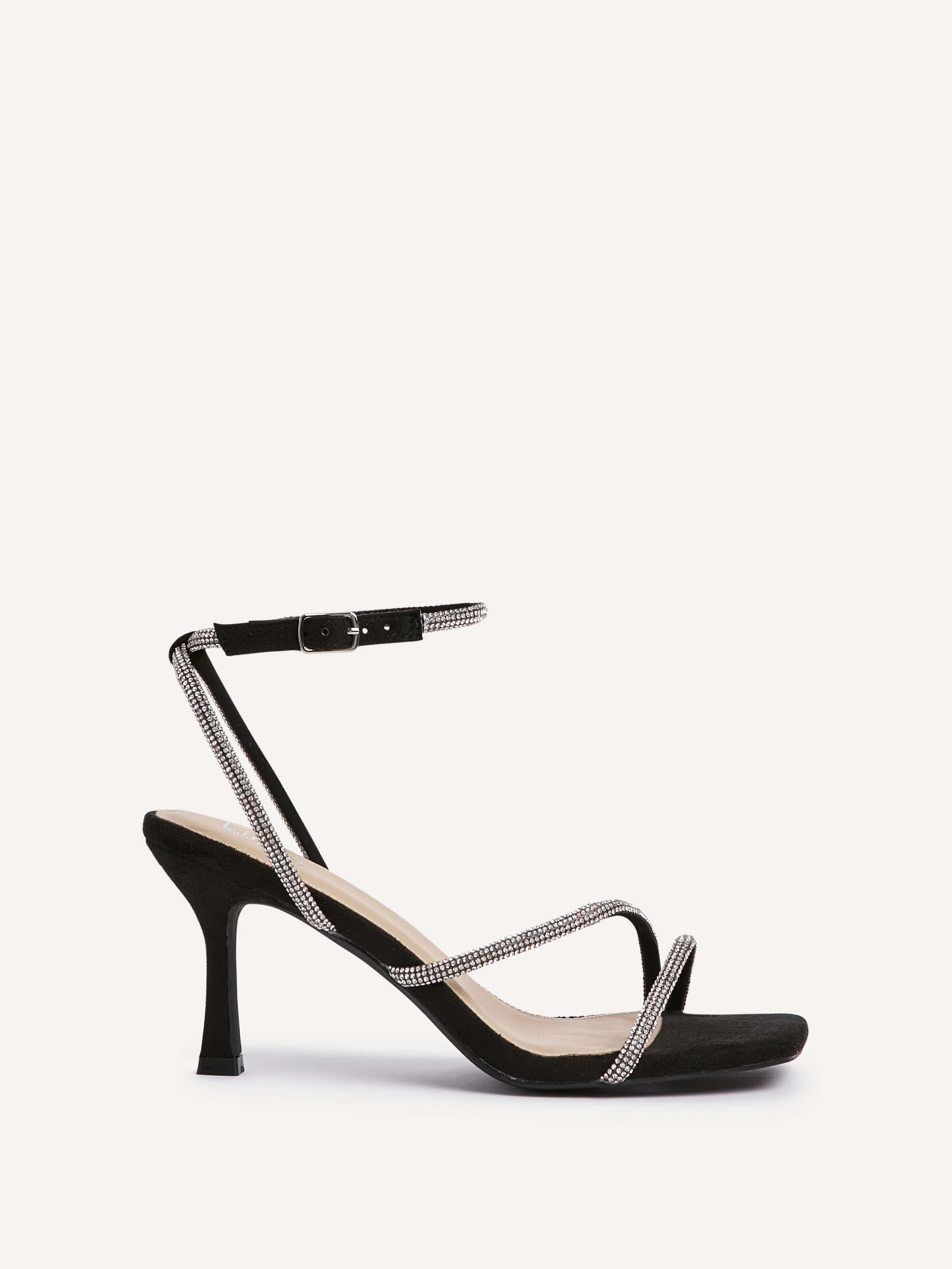 Ruma Wide Fit Black Diamante Heeled Sandals