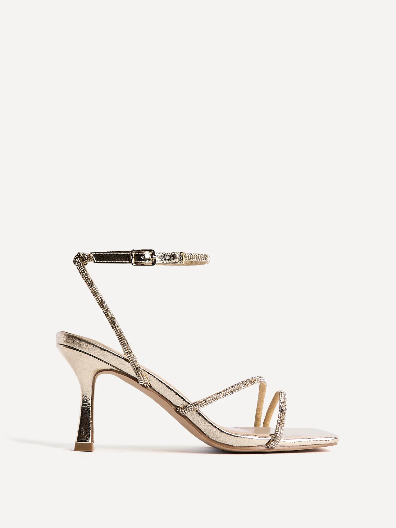 Ruma Wide Fit Gold Diamante Heeled Sandals - Image 2