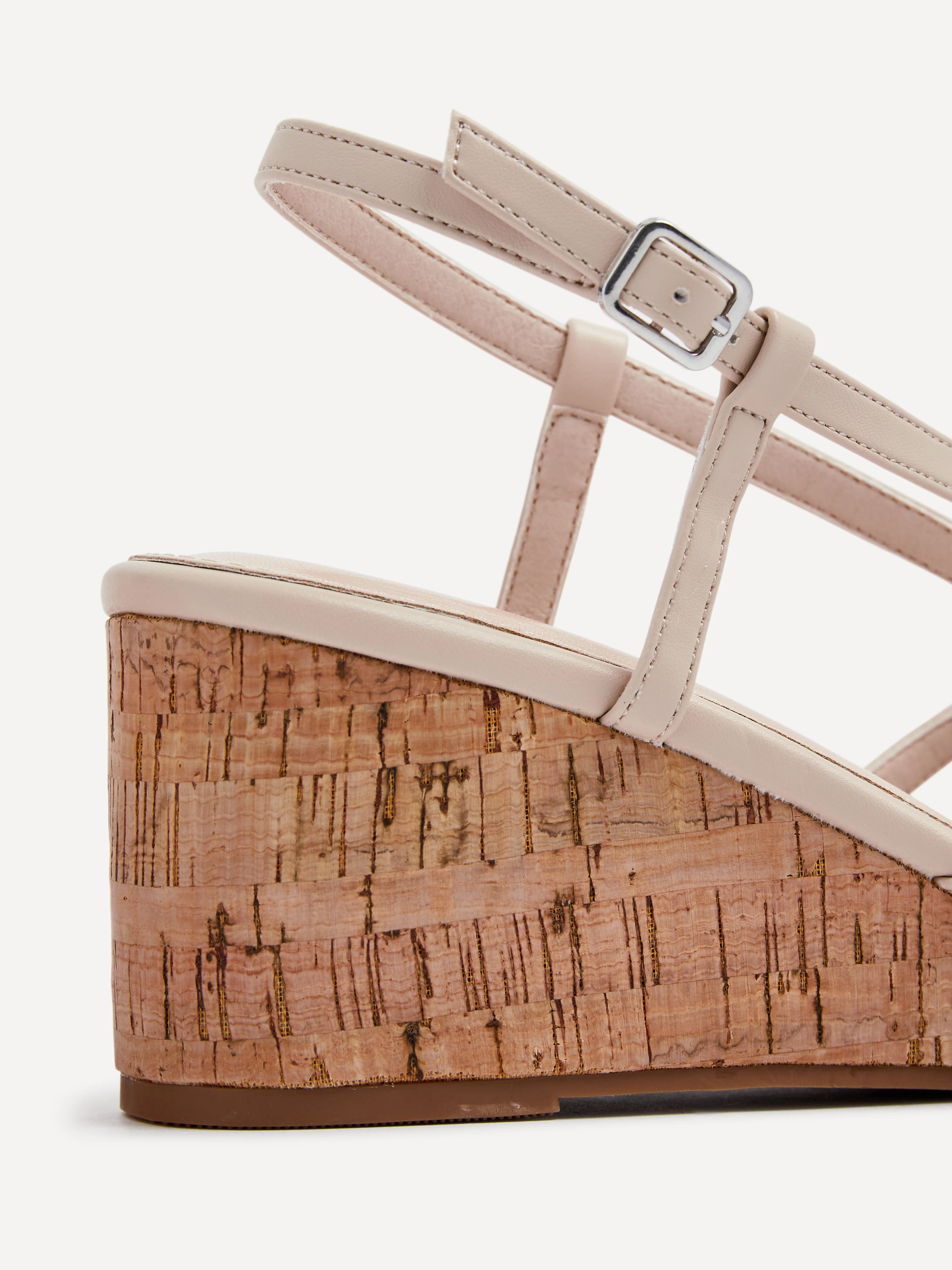 Safiya Nude Faux Leather Strappy Wedges - Image 5