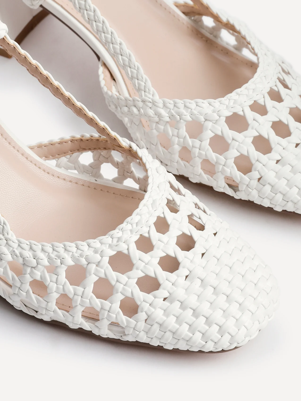Sandria White Handwoven Court Heels - Image 4
