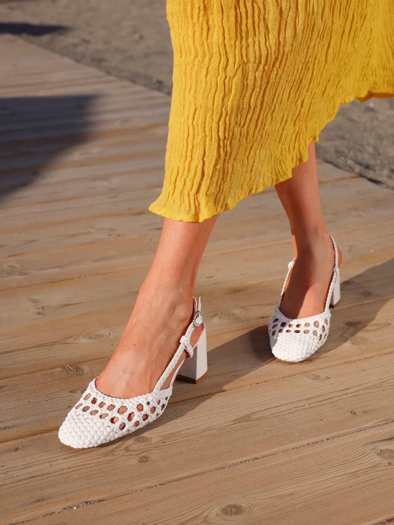 Sandria White Handwoven Court Heels - Image 6