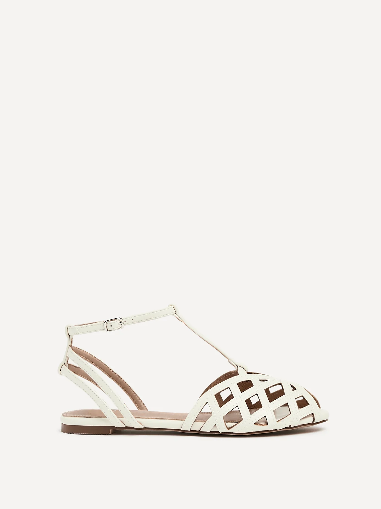 Santi Ivory Caged Flat Sandals - Image 2