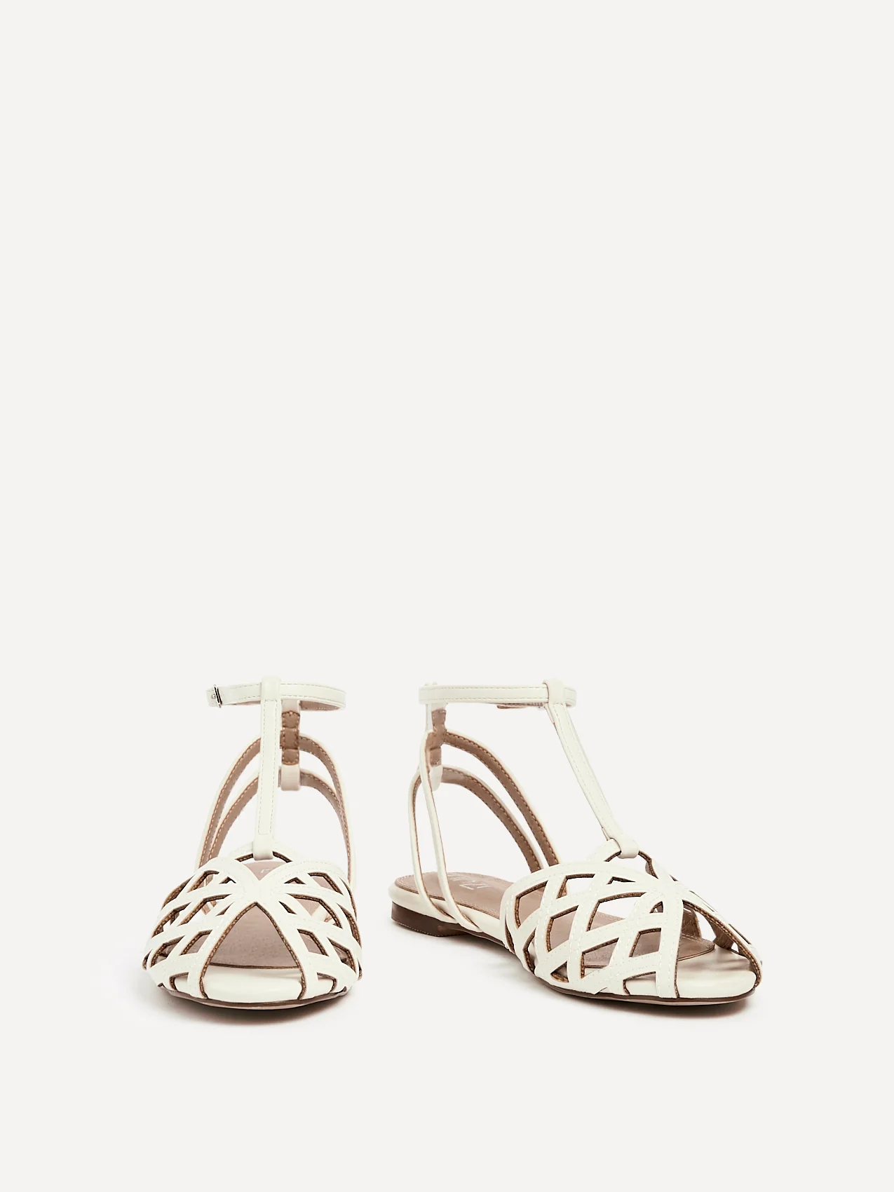 Santi Ivory Caged Flat Sandals - Image 3