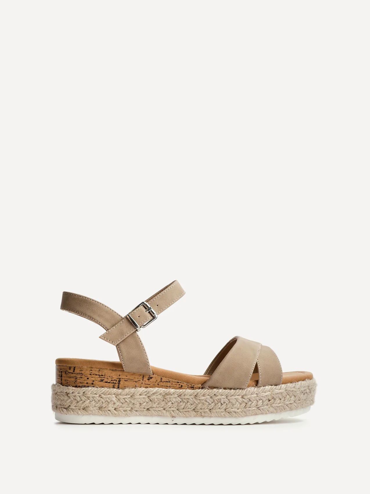 Sarelli Wide Fit Taupe Flatform Sandals - Image 2