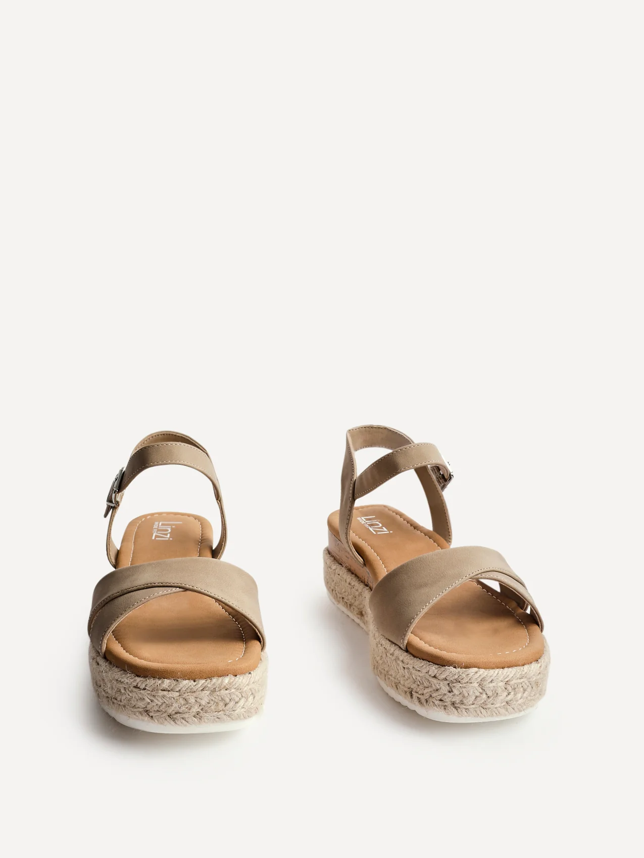 Sarelli Wide Fit Taupe Flatform Sandals - Image 3