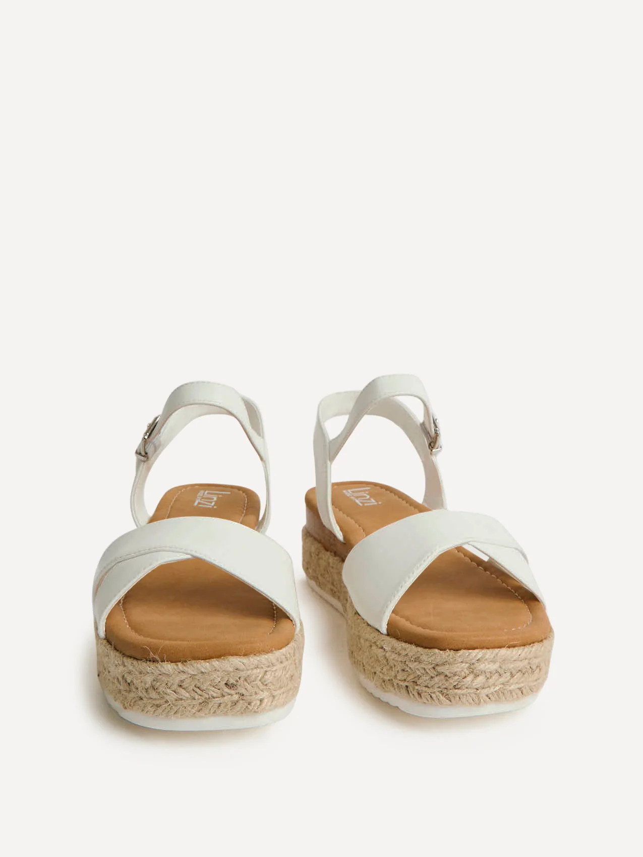 Sarelli Wide Fit White Flatform Sandals - Image 3