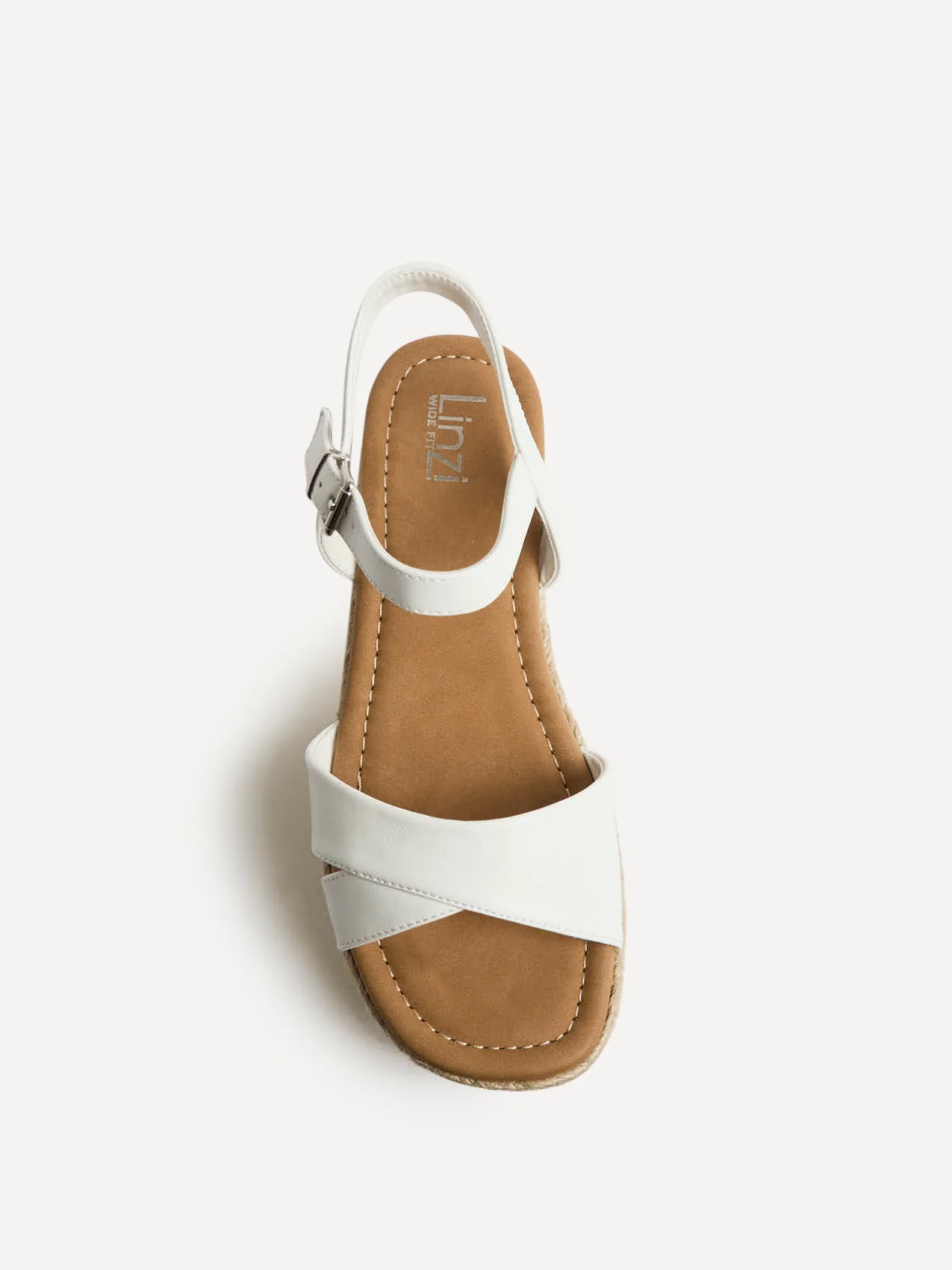 Sarelli Wide Fit White Flatform Sandals - Image 4