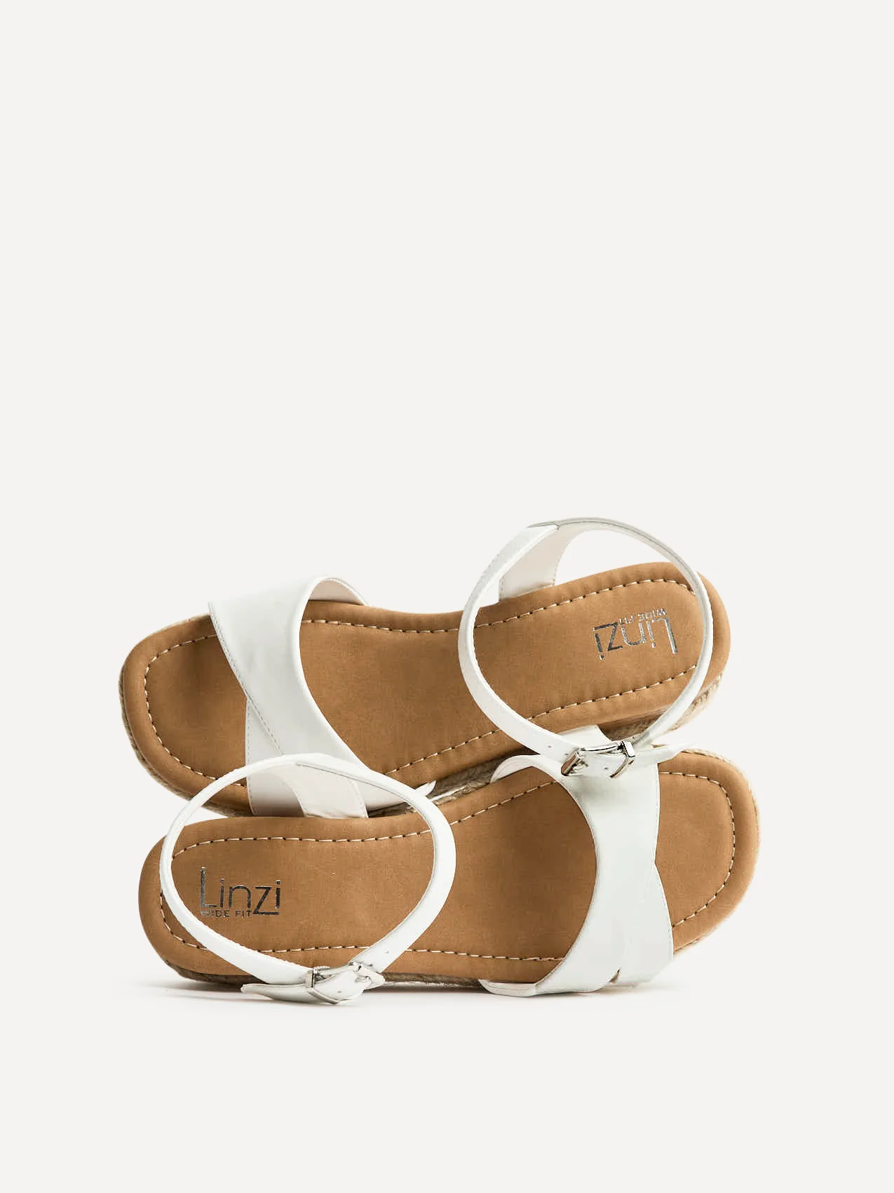 Sarelli Wide Fit White Flatform Sandals - Image 5