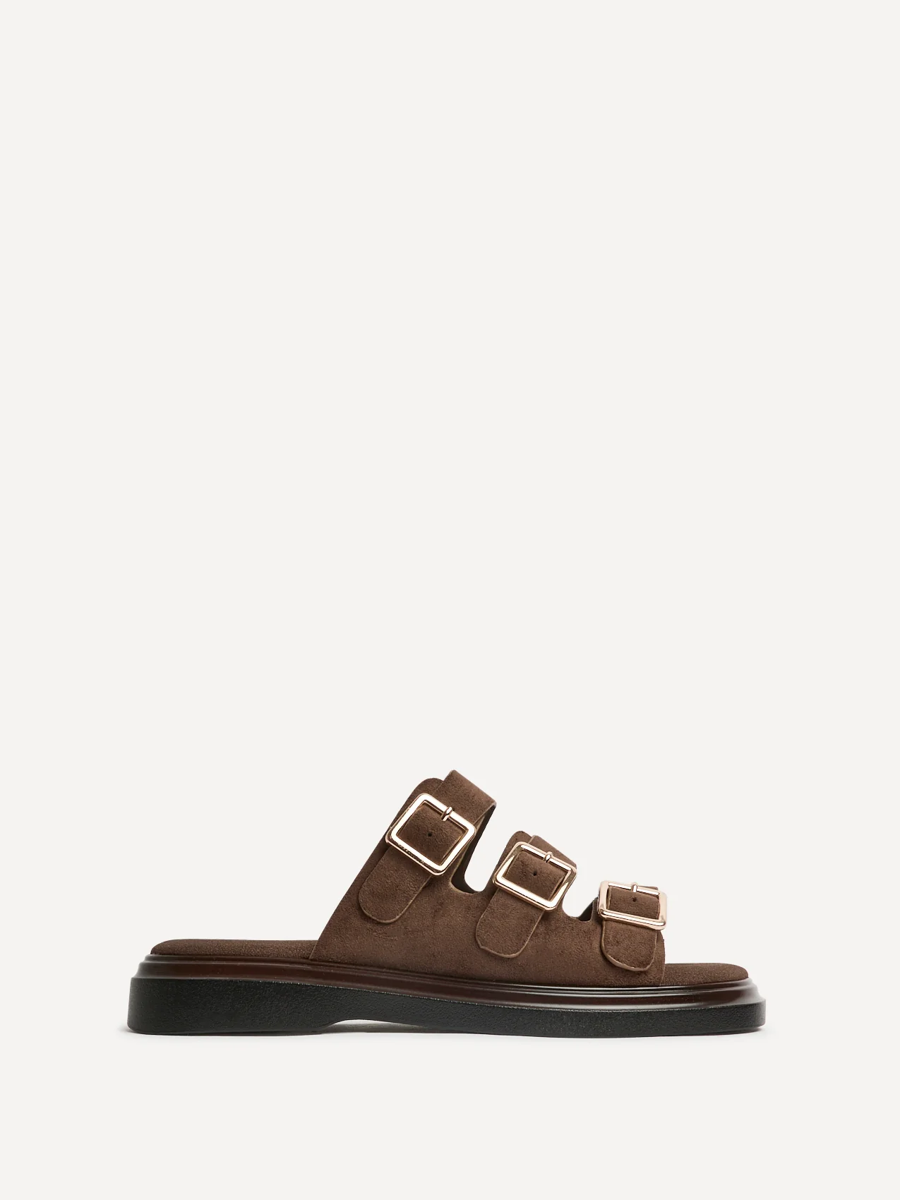 Satellite Brown Faux Suede Flat Sandals - Image 2