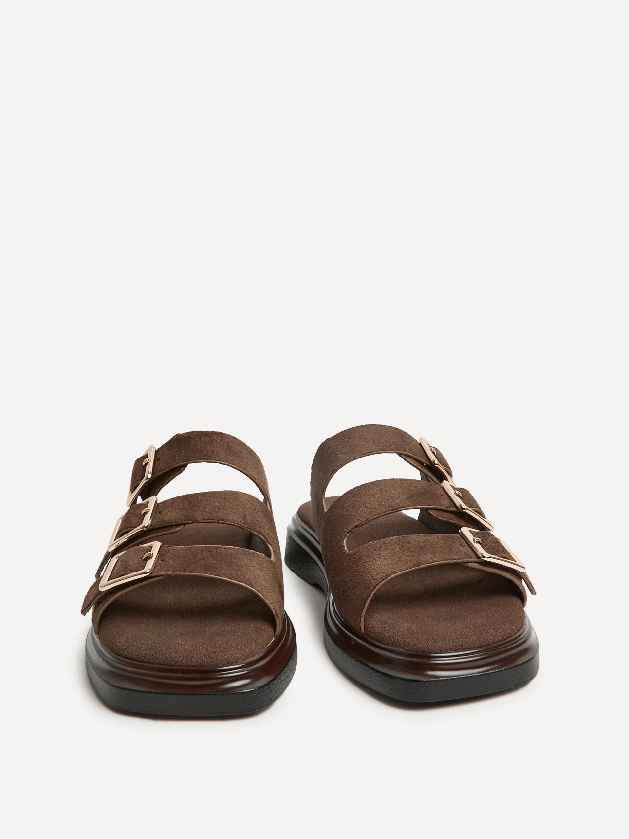 Satellite Brown Faux Suede Flat Sandals - Image 5