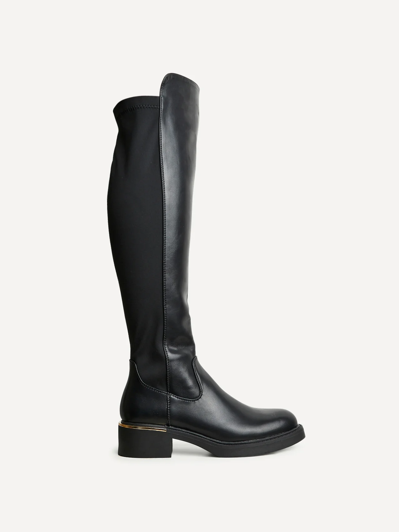 Sawyer Black Faux Leather Long Riding Boots - Image 2