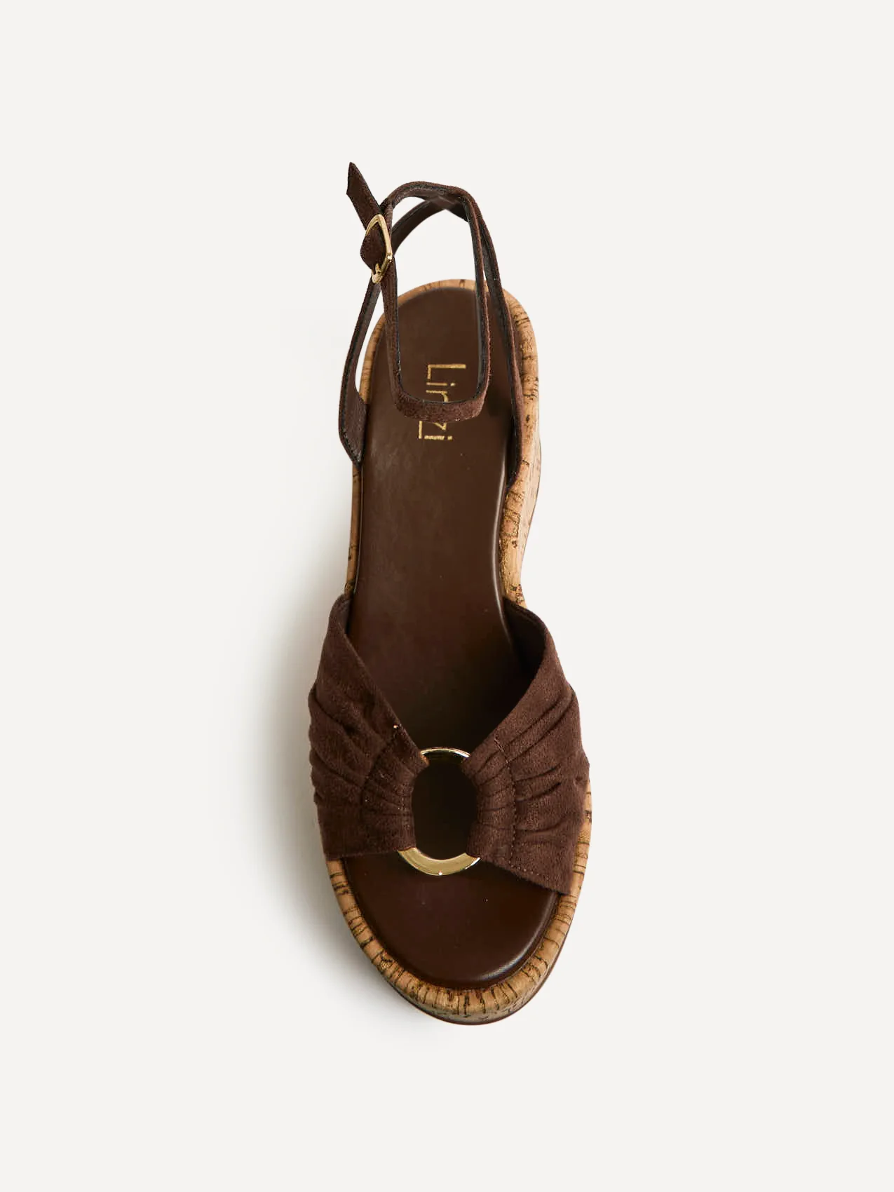 Saxon Brown Suede Wedge Sandals - Image 4