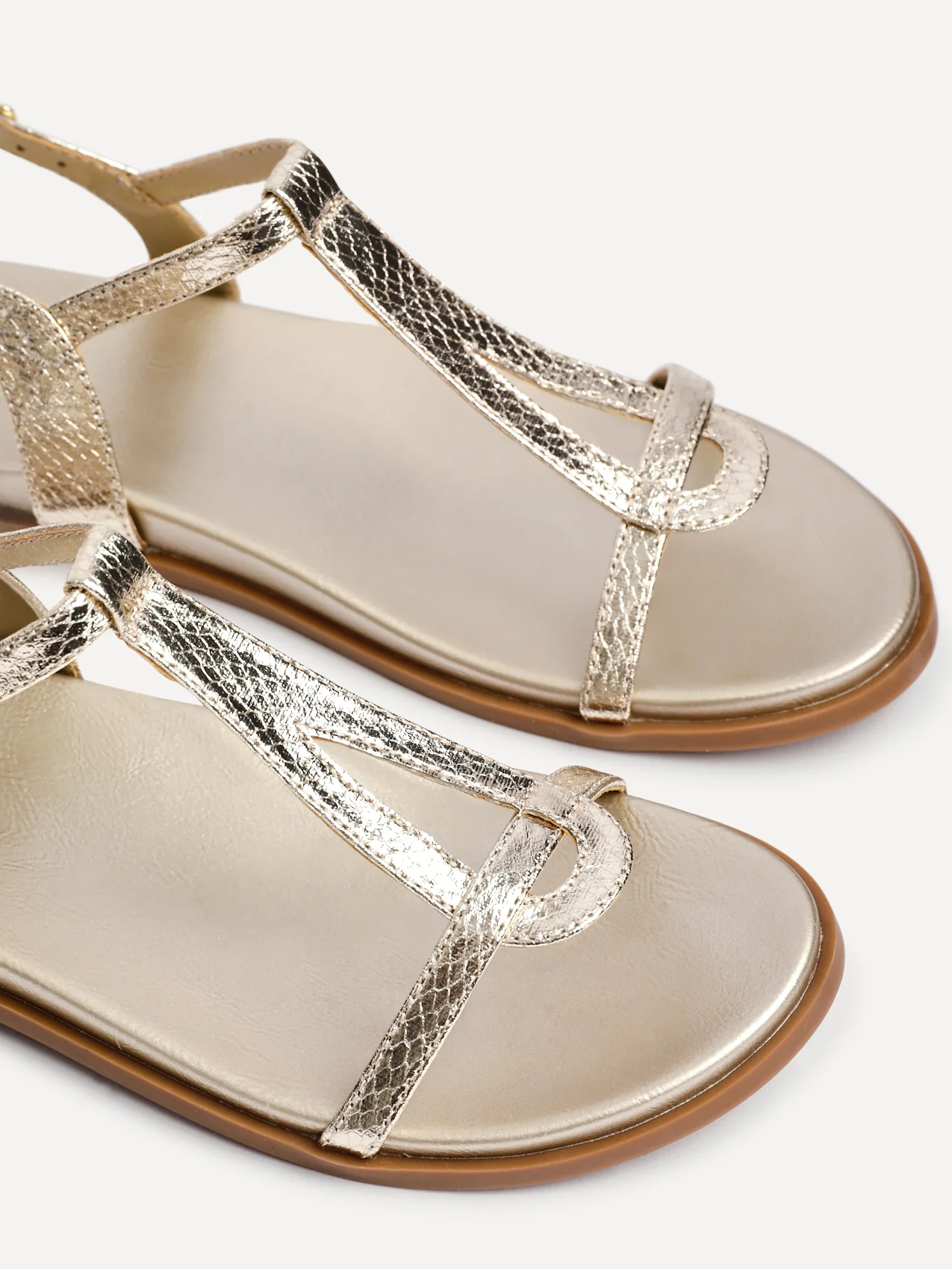 Saylor Gold T-Bar Sandals - Image 4