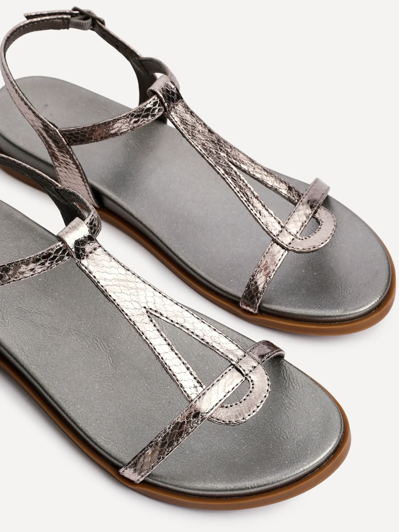 Saylor Pewter T-Bar Sandals - Image 5
