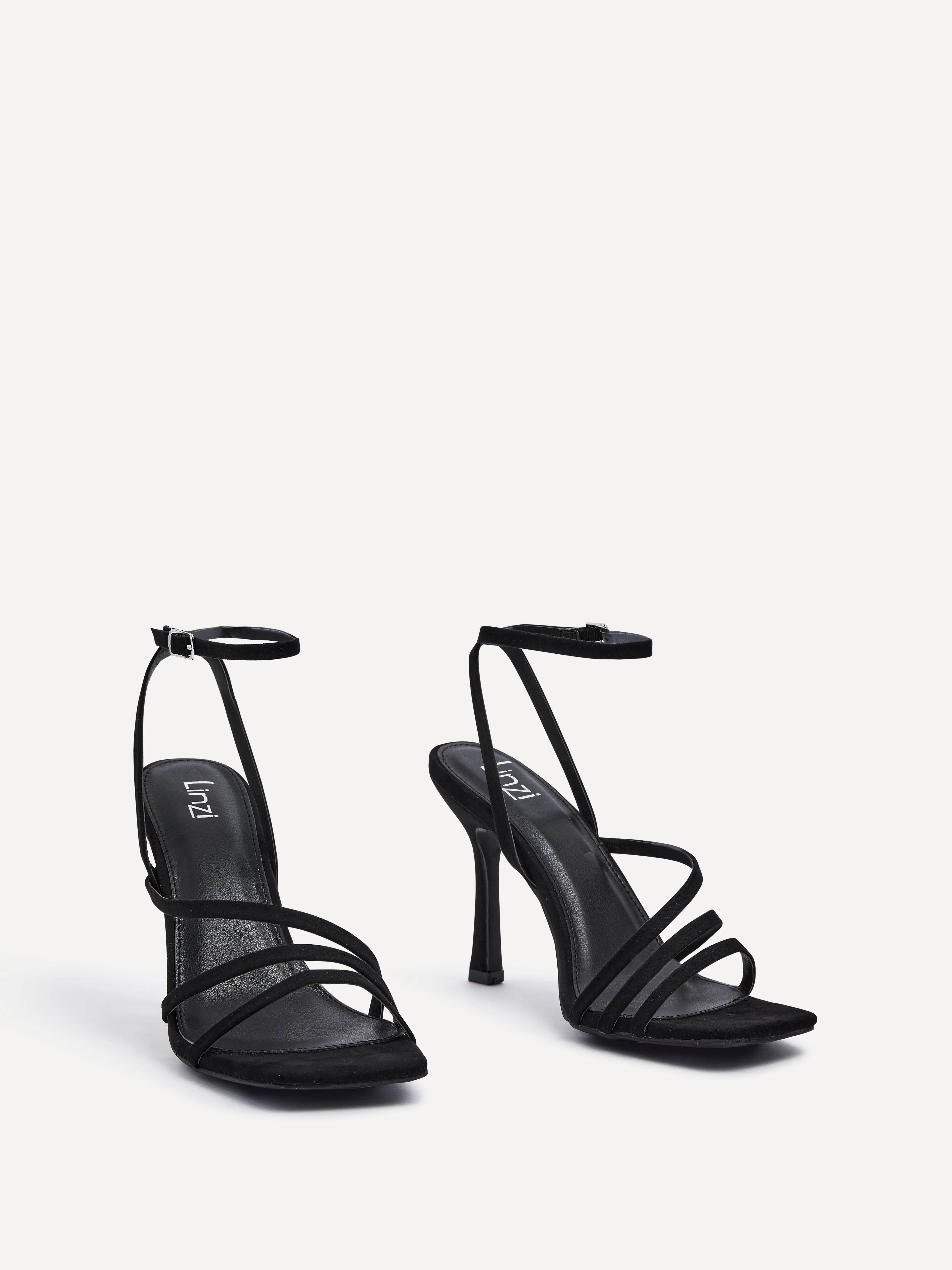 Scarlett Black Faux Suede Strappy Heels - Image 3