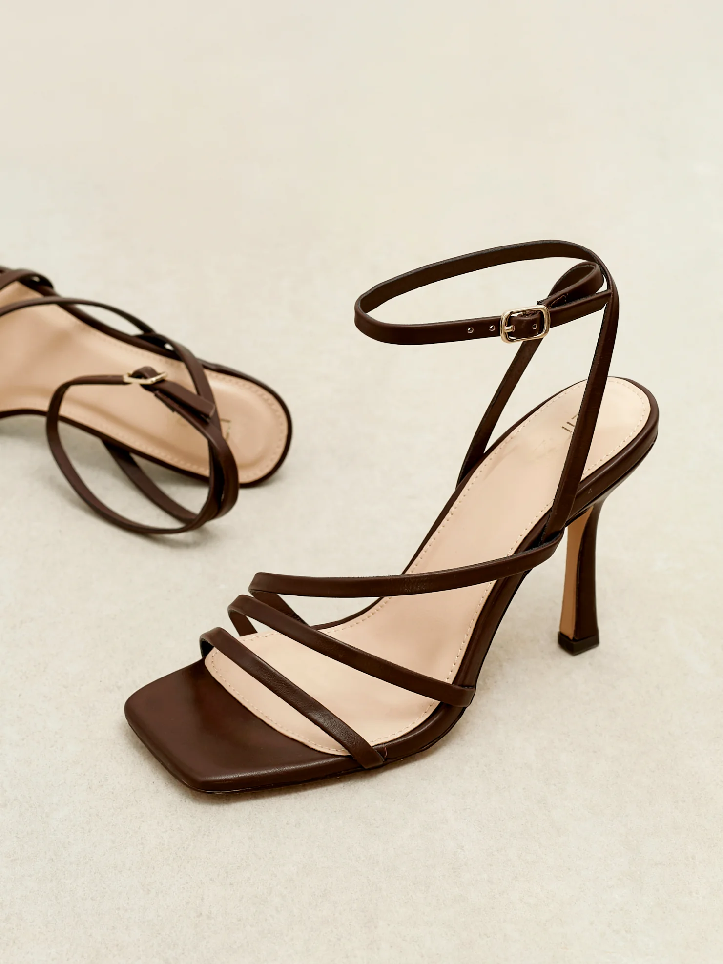 Scarlett Brown Faux Leather Strappy Heels - Image 6