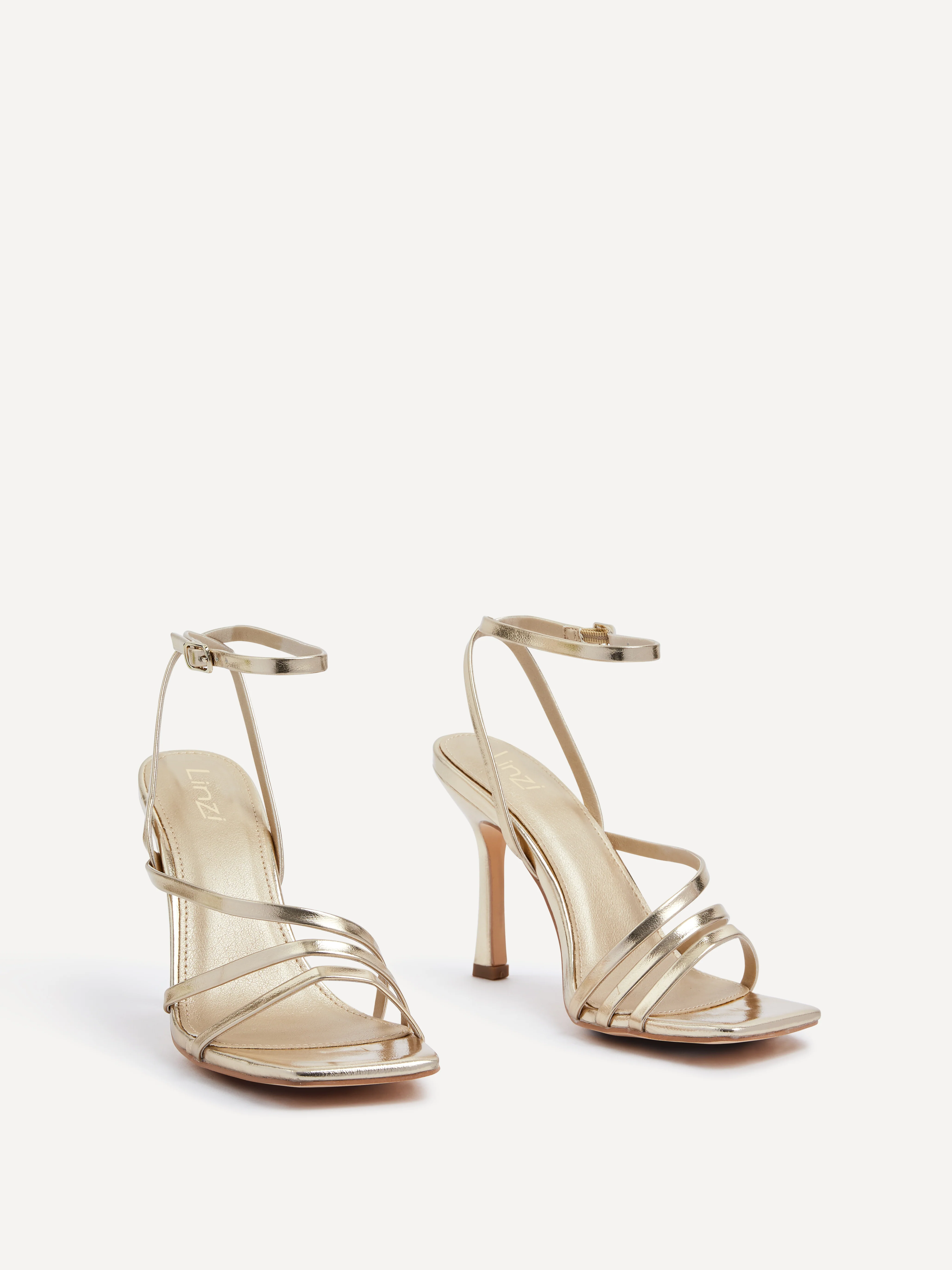 Scarlett Gold Faux Leather Strappy Heels - Image 3