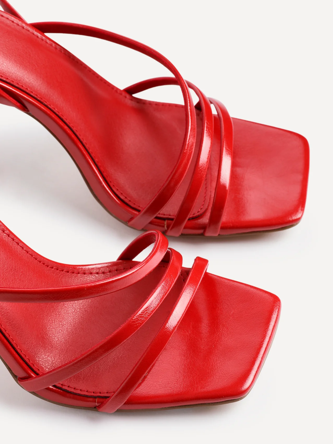 Scarlett Red Faux Leather Strappy Heels - Image 5