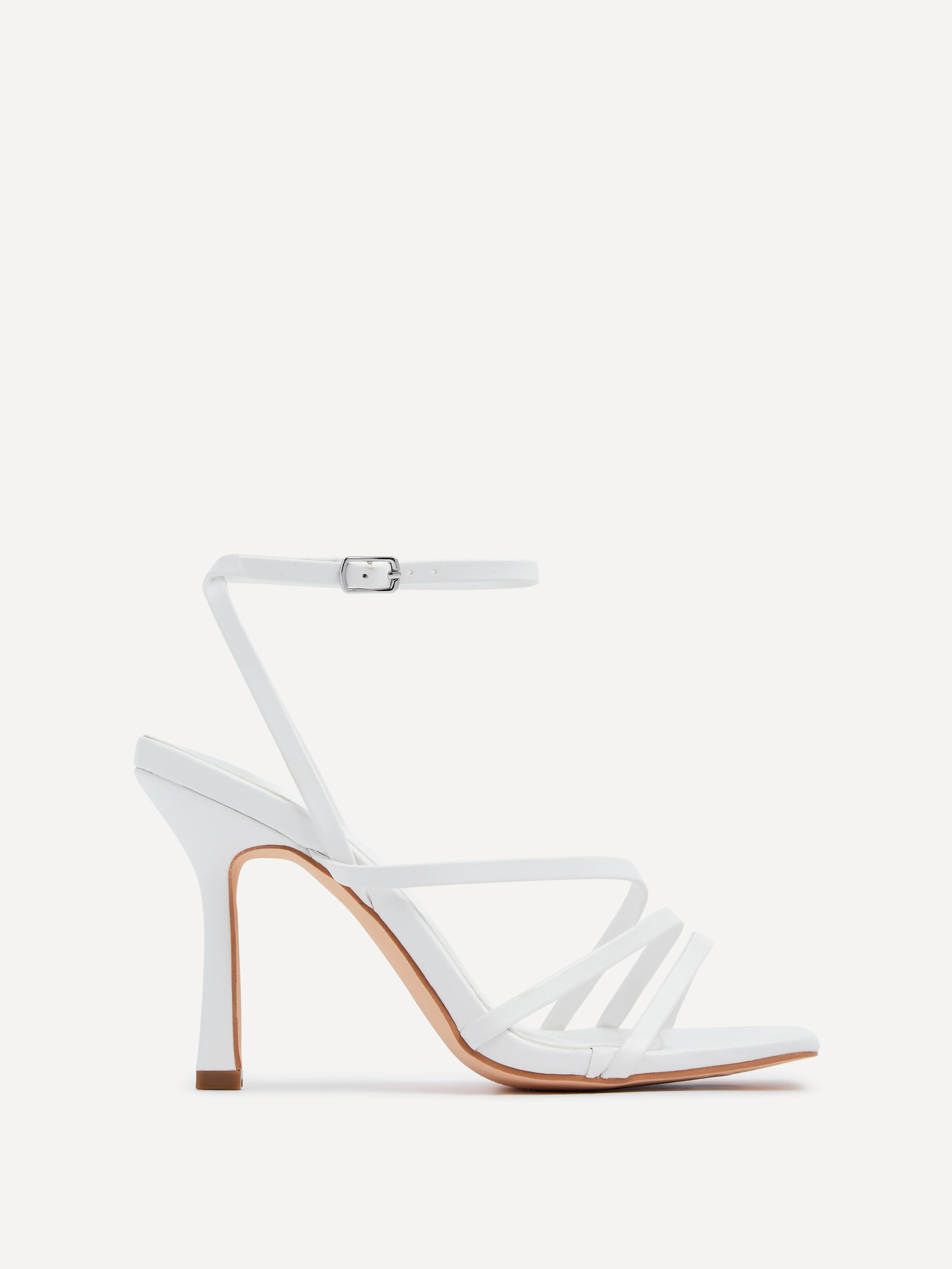 Scarlett Whtie Faux Leather Strappy Heels - Image 2