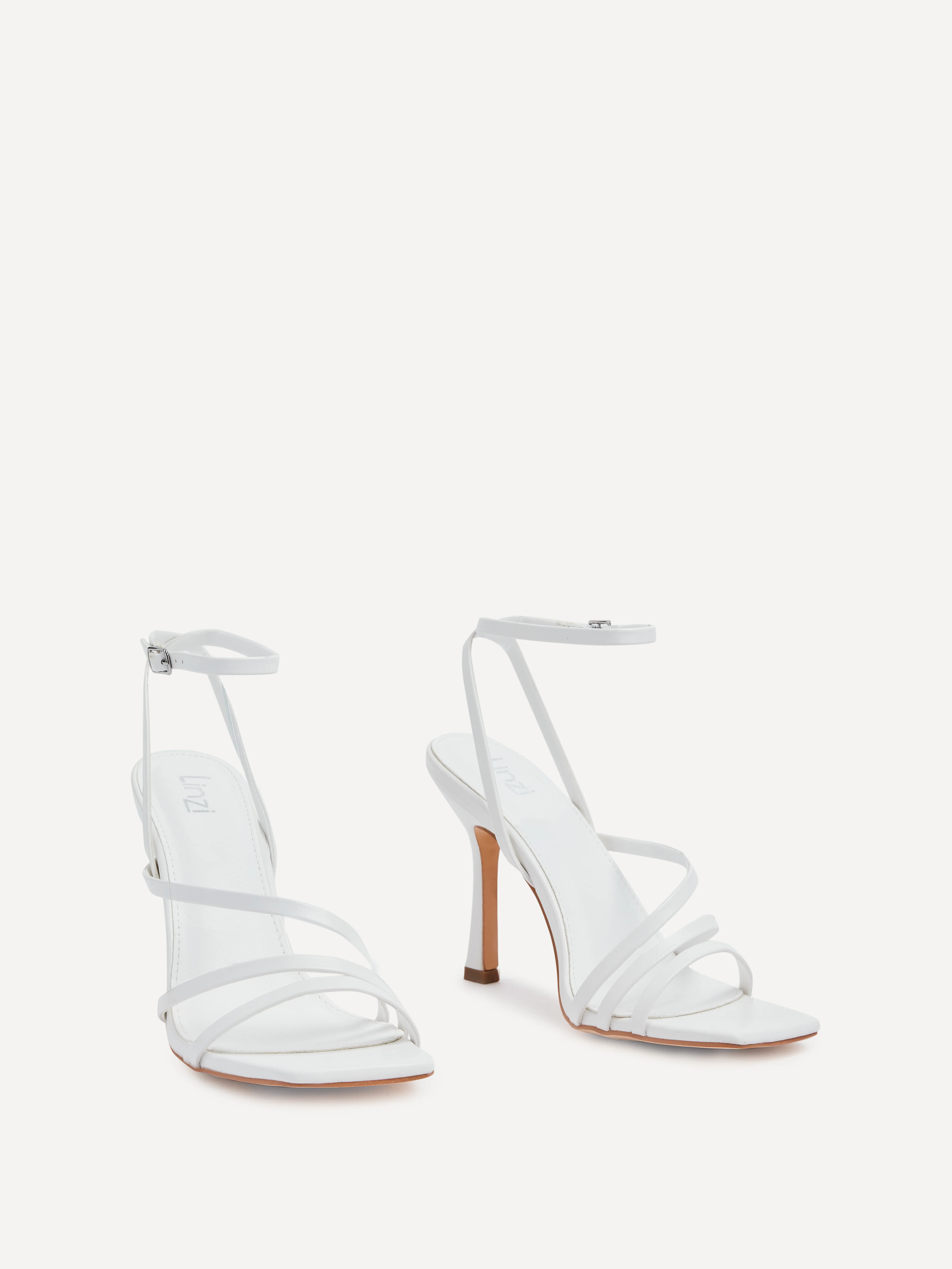 Scarlett Whtie Faux Leather Strappy Heels - Image 3