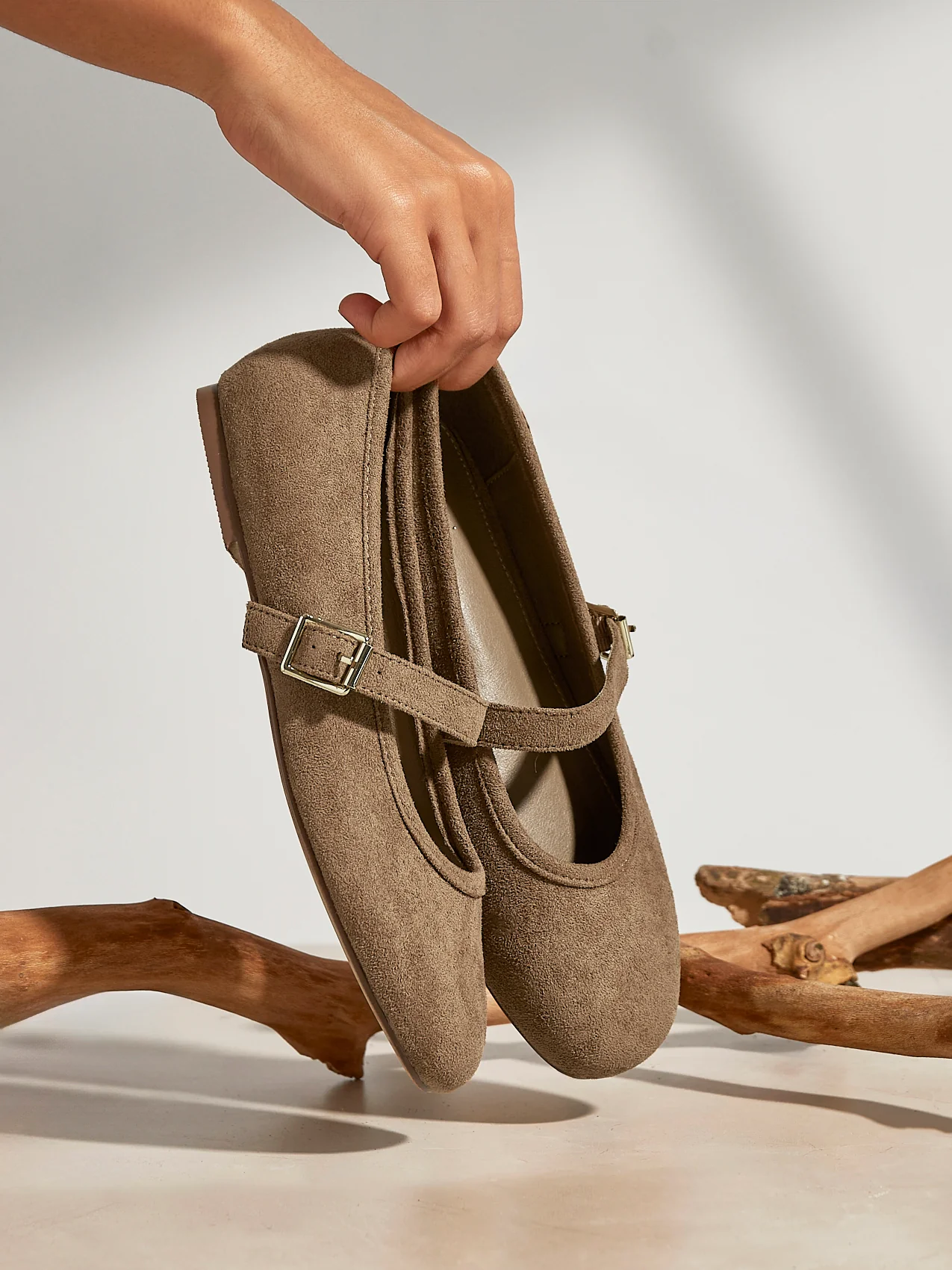 Schedule Mocha Faux Suede Ballet Flats