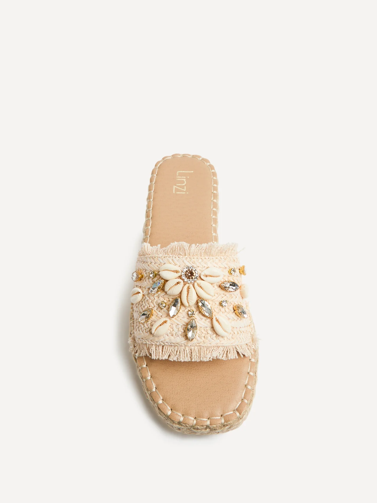 Seaside Beige Raffia Embellished Sliders - Image 4