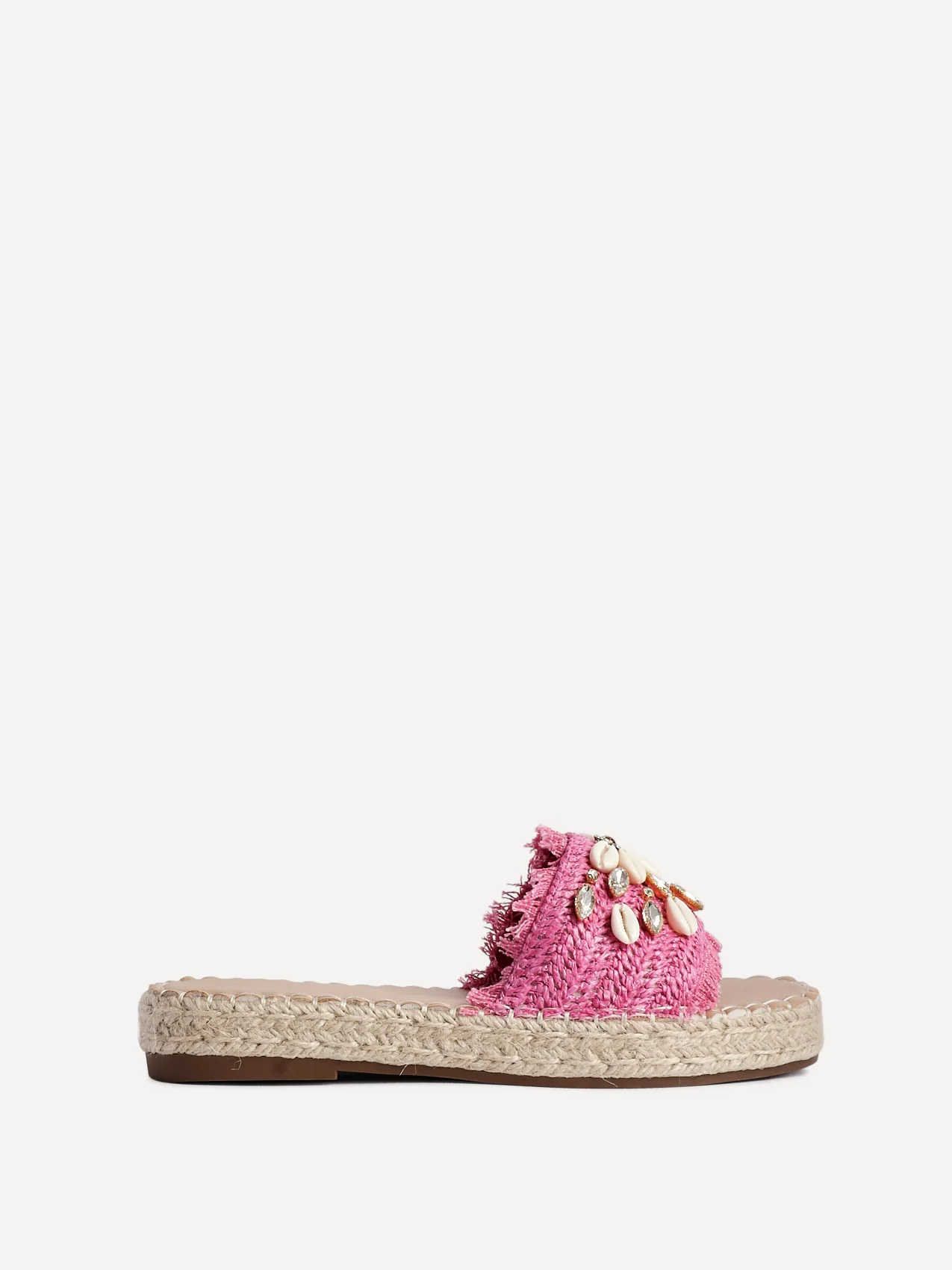 Seaside Fuchsia Raffia Embellished Sliders - Image 2