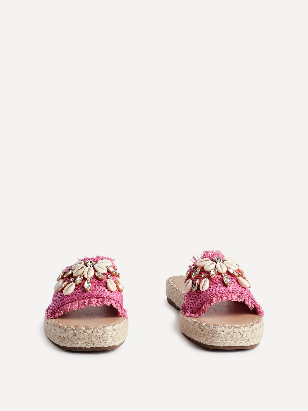Seaside Fuchsia Raffia Embellished Sliders - Image 3