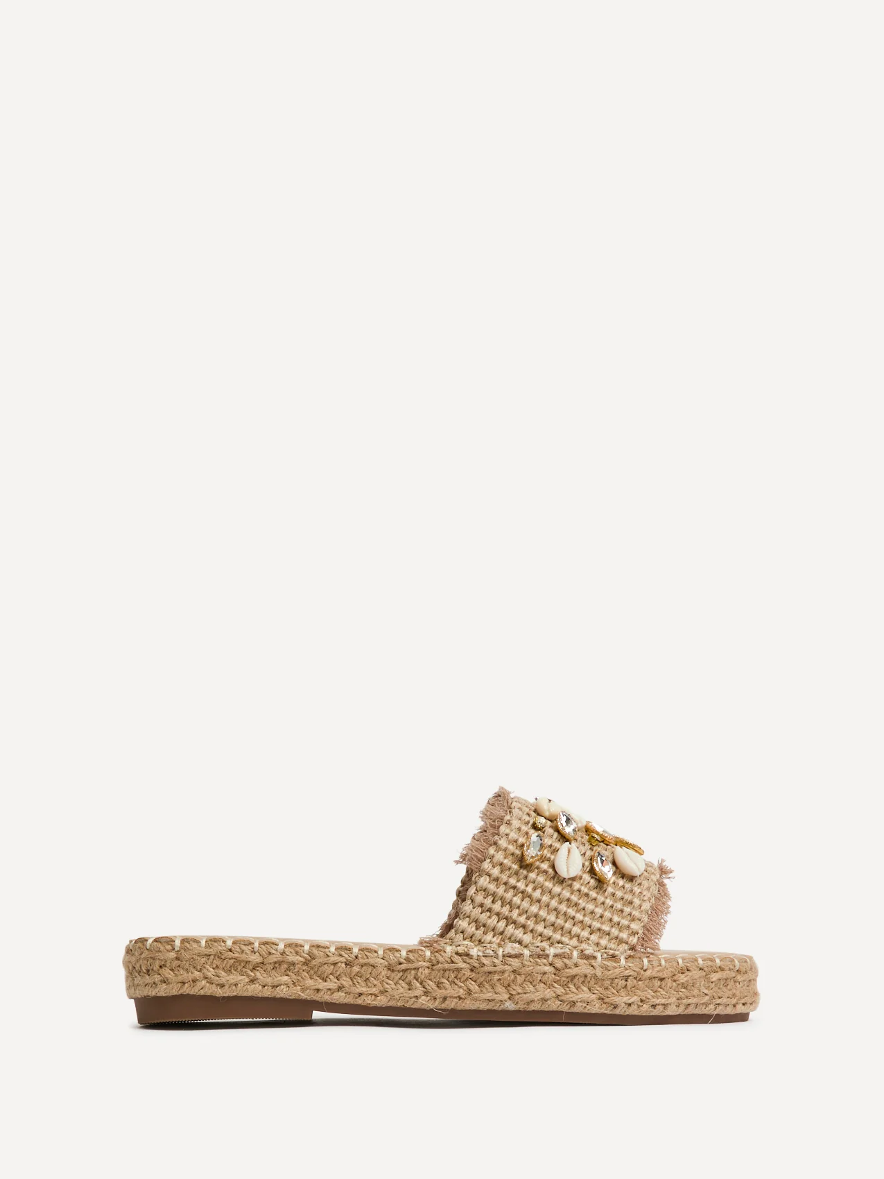 Seaside Mocha Raffia Embellished Sliders - Image 2